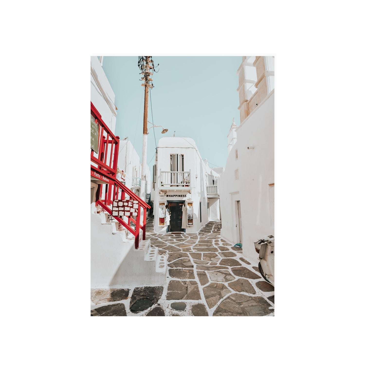 Happiness Mykonos Greek island wall art A1, 84.1 x 59.4 cm unframed fine art canvas