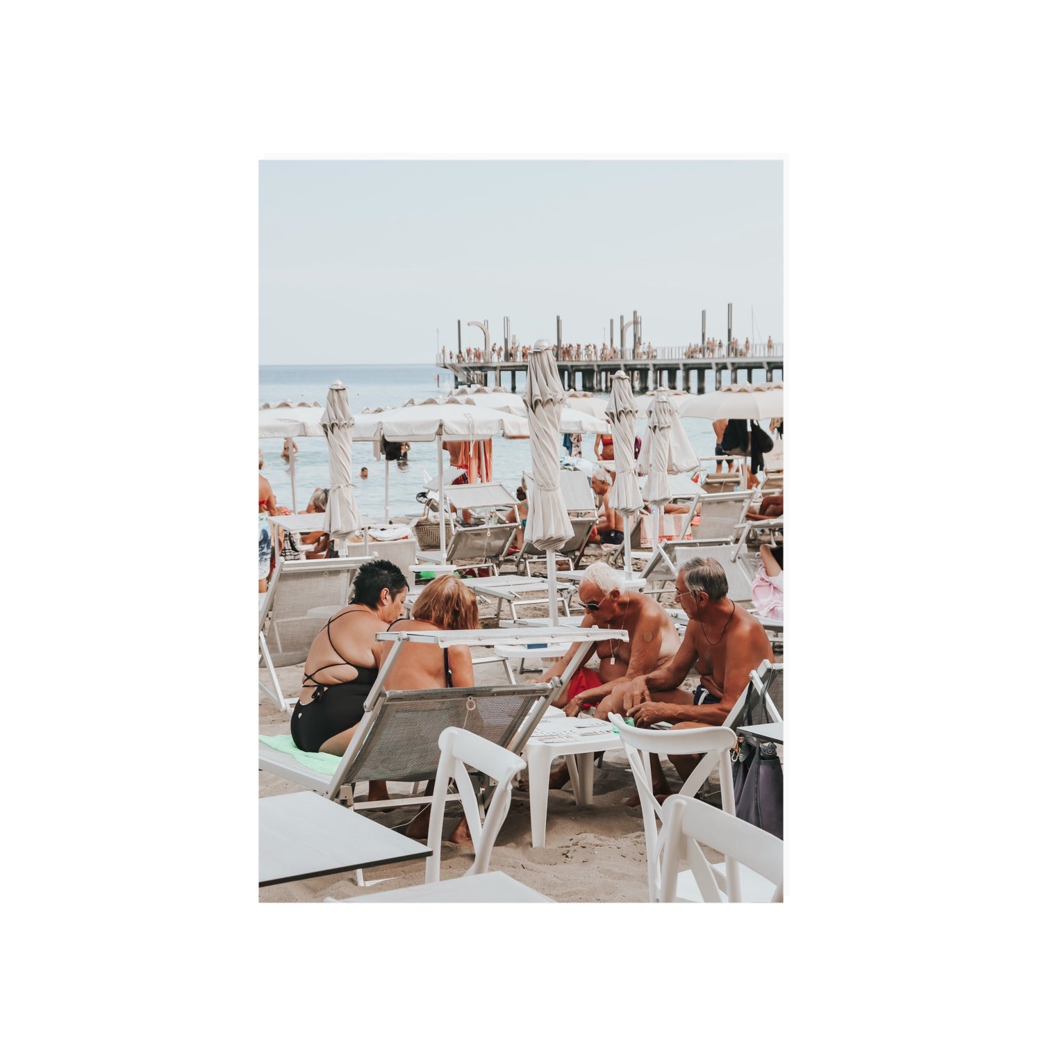 Salted Shuffle fine art print, Alassio, Italy, people and locals artwork, A1 · 84.1 x 59.4 cm, Unframed, Fine Art Canvas