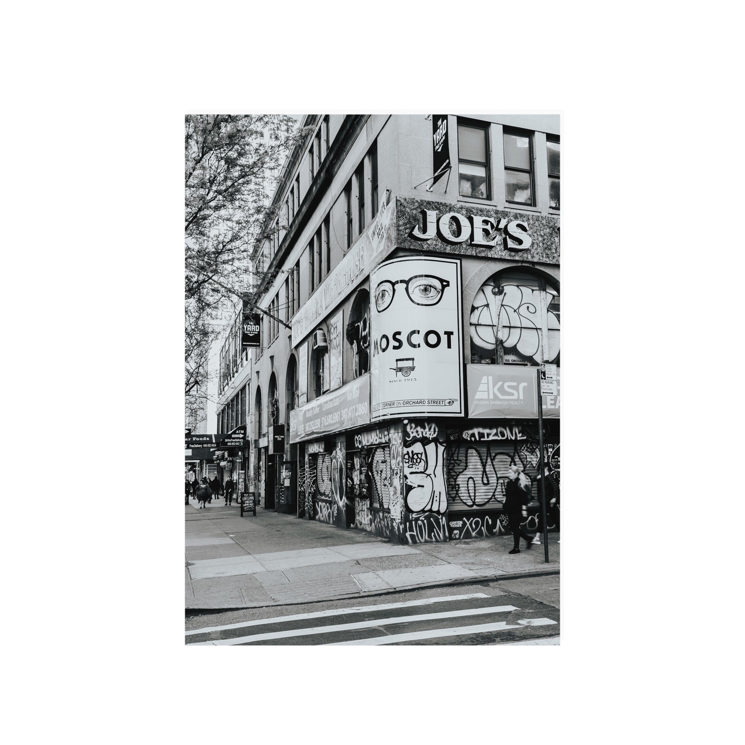 Lower East Side Murals New York NYC Black & White wall art A1, 84.1 x 59.4 cm unframed fine art canvas