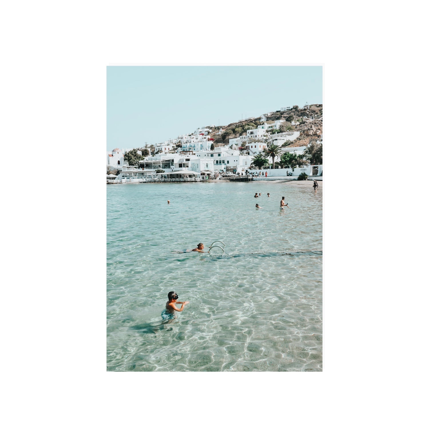 Beside The Seaside Mykonos beach Greek island wall art A1, 84.1 x 59.4 cm unframed fine art canvas
