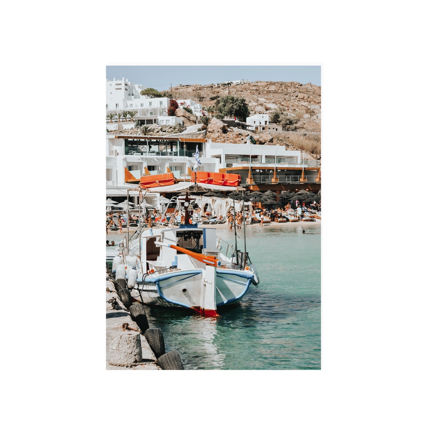 Travel In Style Mykonos Greek island wall art A1, 84.1 x 59.4 cm unframed fine art canvas