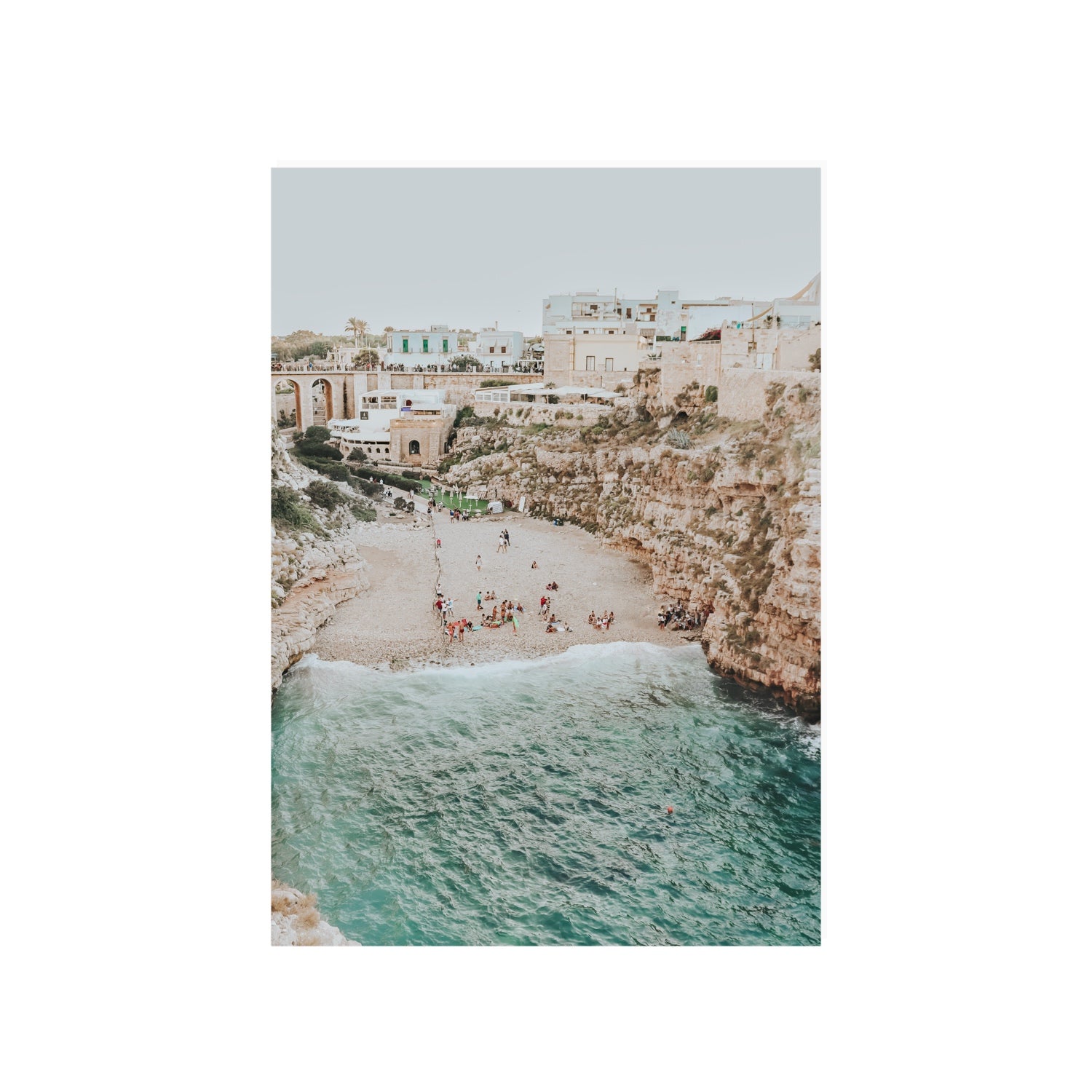Polignano Vista Puglia coastal Italian beach fine art print A1, 84.1 x 59.4 cm unframed fine art canvas