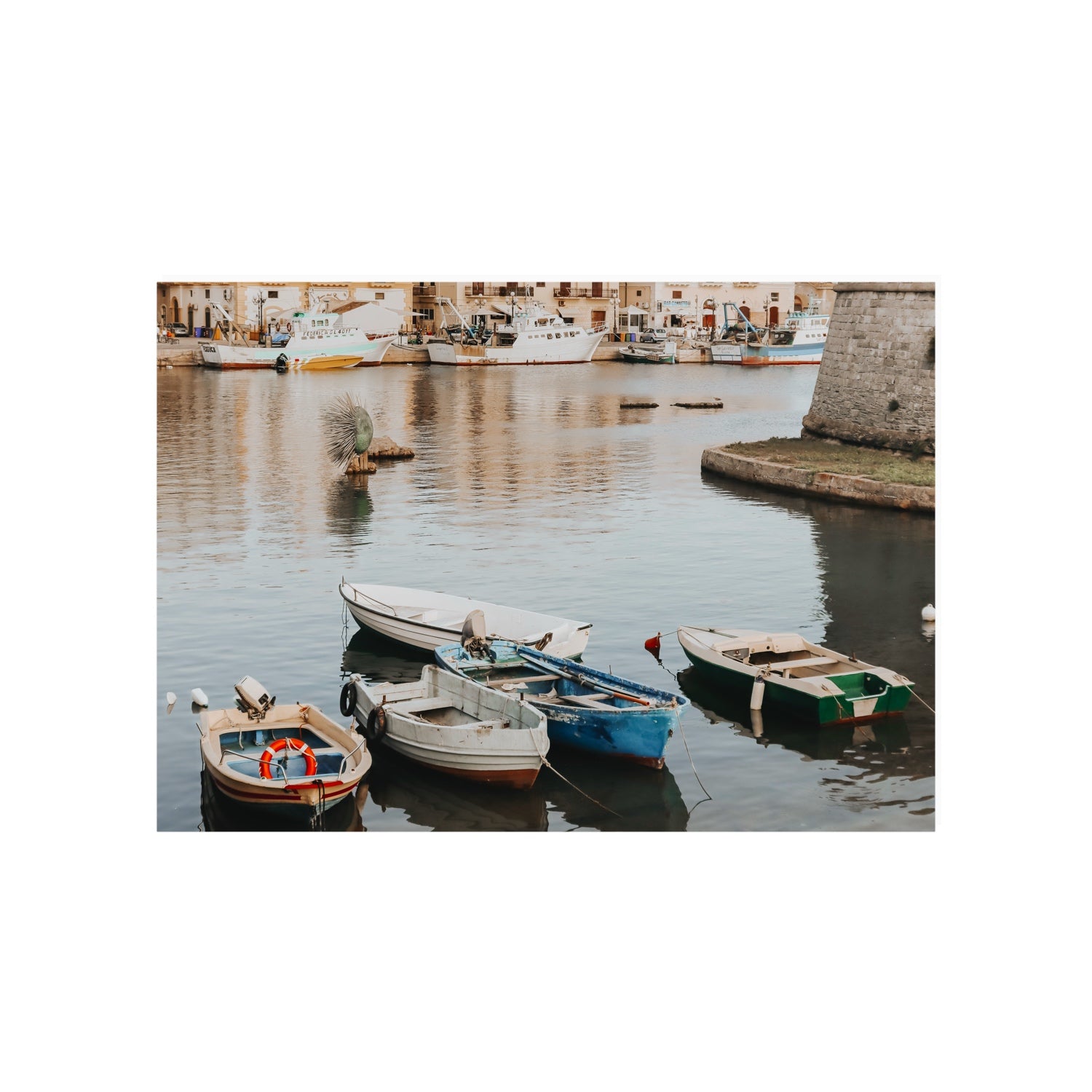 Cinque Barche Puglia Gallipoli Italian art print A1, 84.1 x 59.4 cm unframed fine art canvas