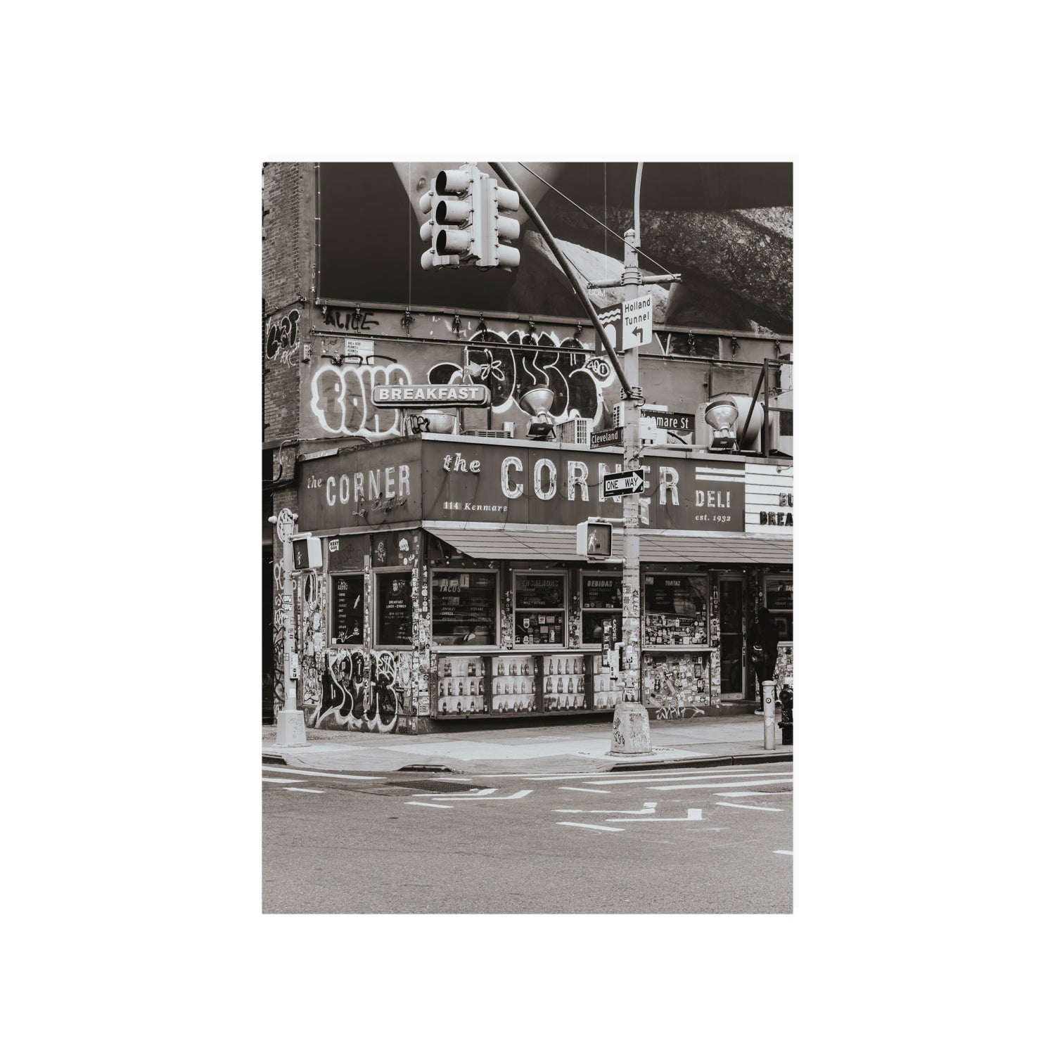 Soho Deli New York NYC Black & White wall art A1, 84.1 x 59.4 cm unframed fine art canvas