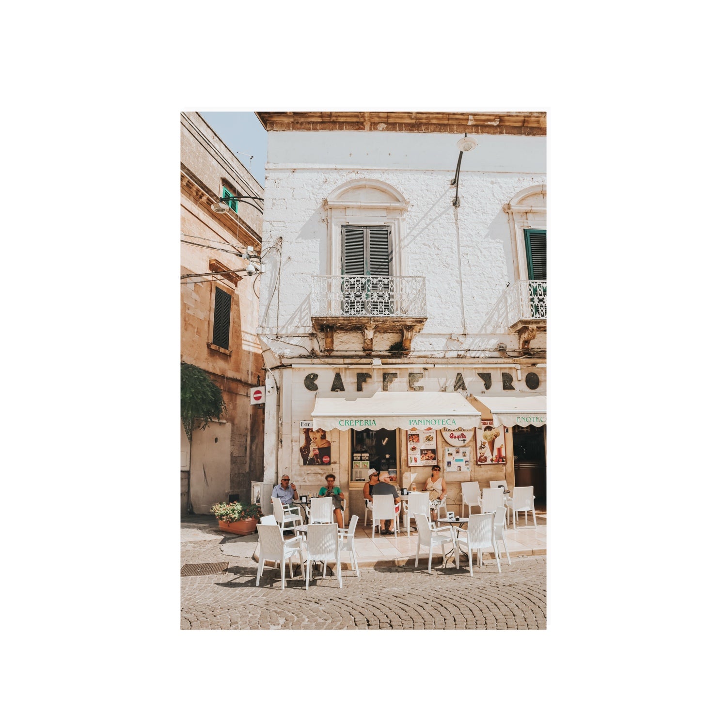 Cafe Ostuni Puglia Café Ostuni Italian wall art A1, 84.1 x 59.4 cm unframed fine art canvas
