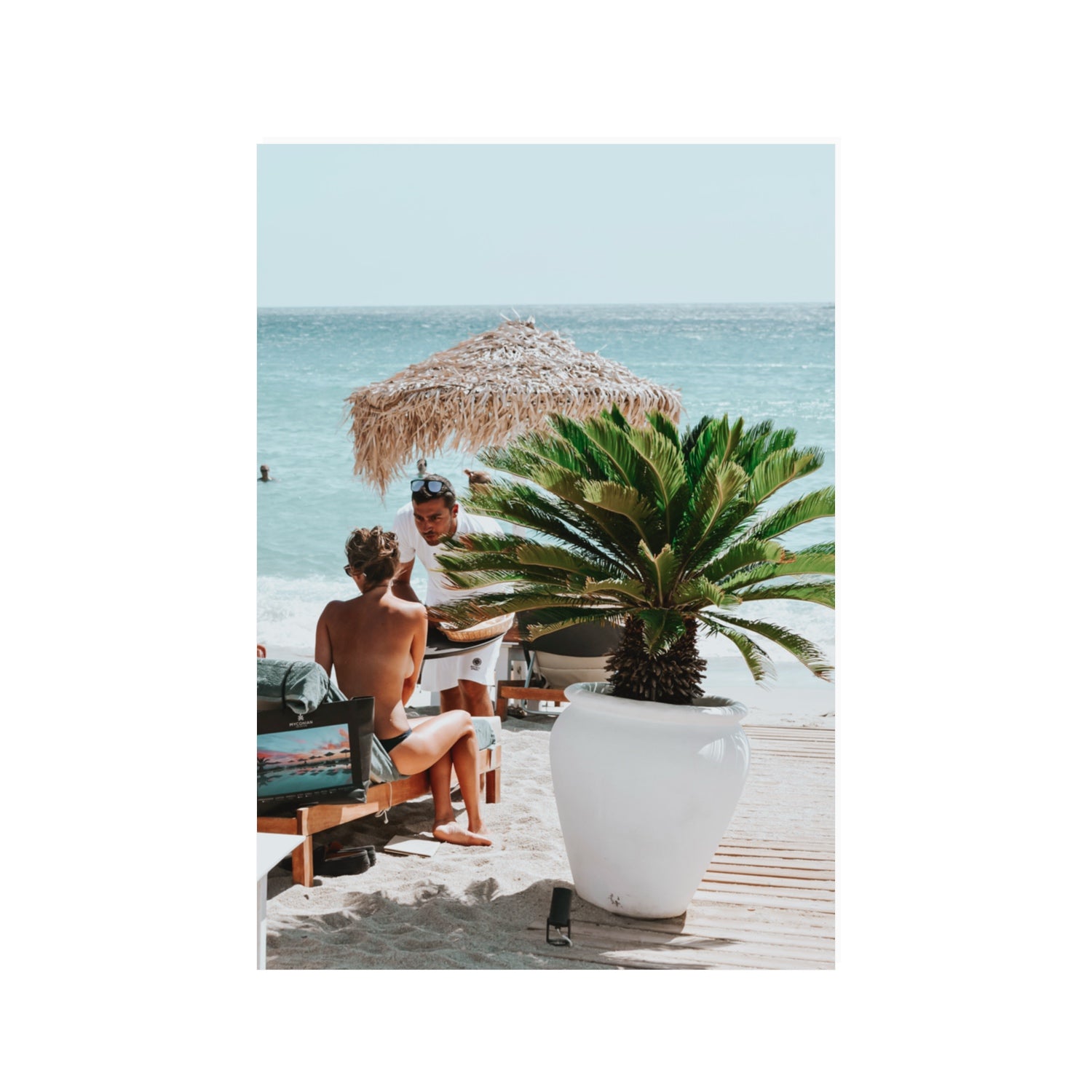 At Your Service Mykonos Greek island wall art 100 x 70 cm unframed fine art canvas