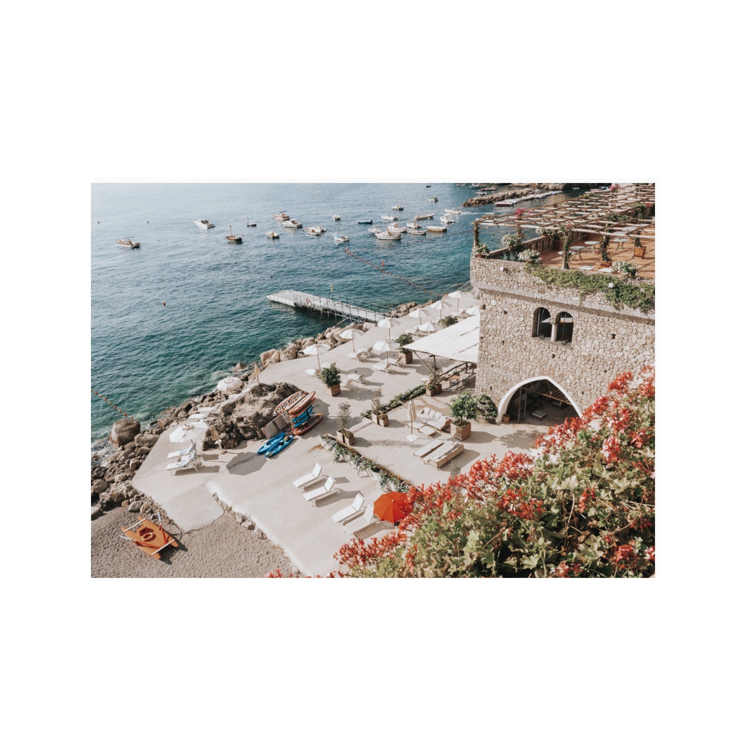 Floral Fortress fine art print, Amalfi, Italy, 100 x 70 cm, Unframed, Fine Art Canvas