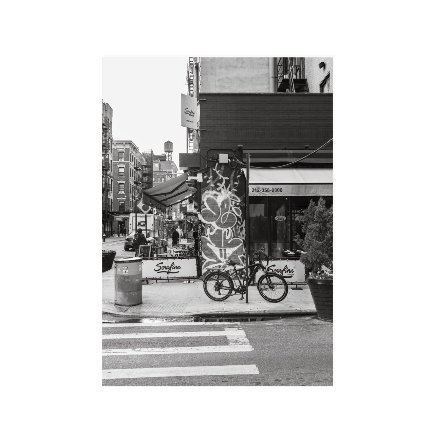 Cafe Canvas New York NYC Black & White wall art 100 x 70 cm unframed fine art canvas view 2