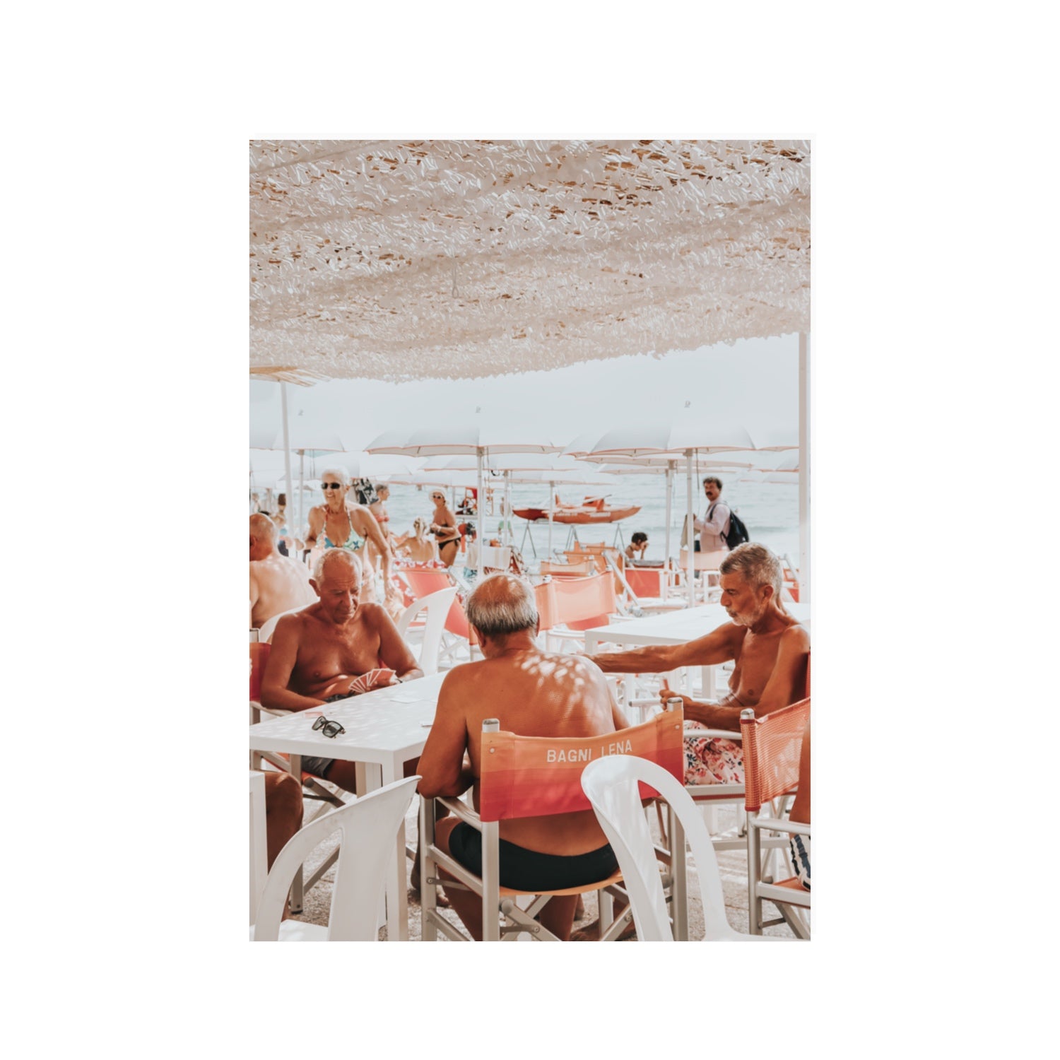 The Players fine art print, Alassio, Italy, 100 x 70 cm, Unframed, Fine Art Canvas