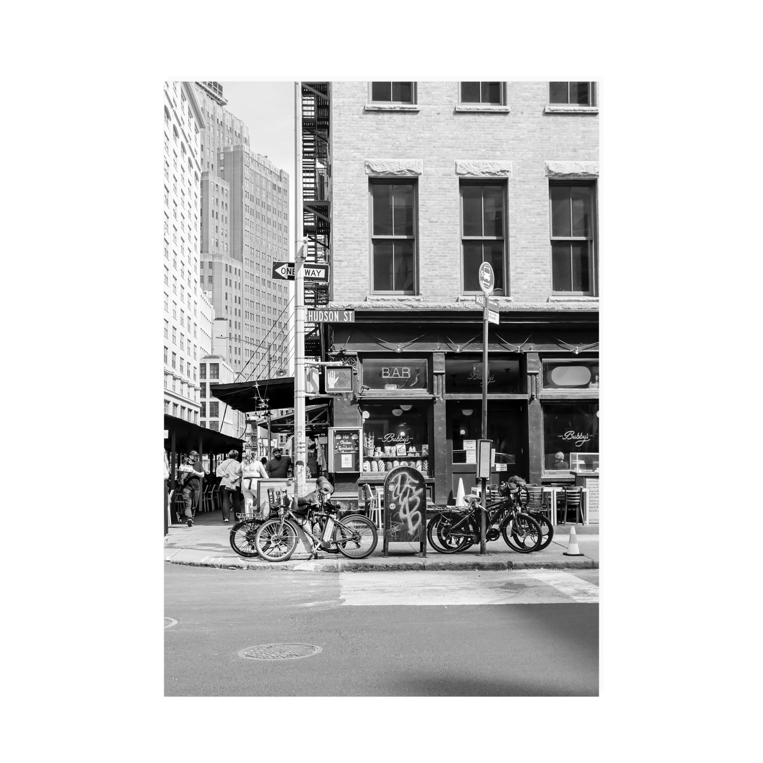 Bites Of The Big Apple New York NYC Black & White wall art A0 unframed fine art canvas