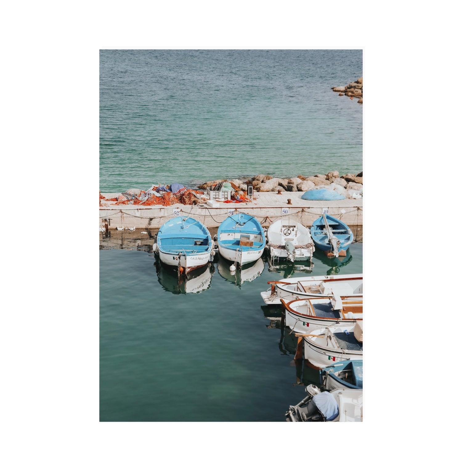 Maritime Memories Puglia Harbour Reflections coastal wall art A0 unframed fine art canvas