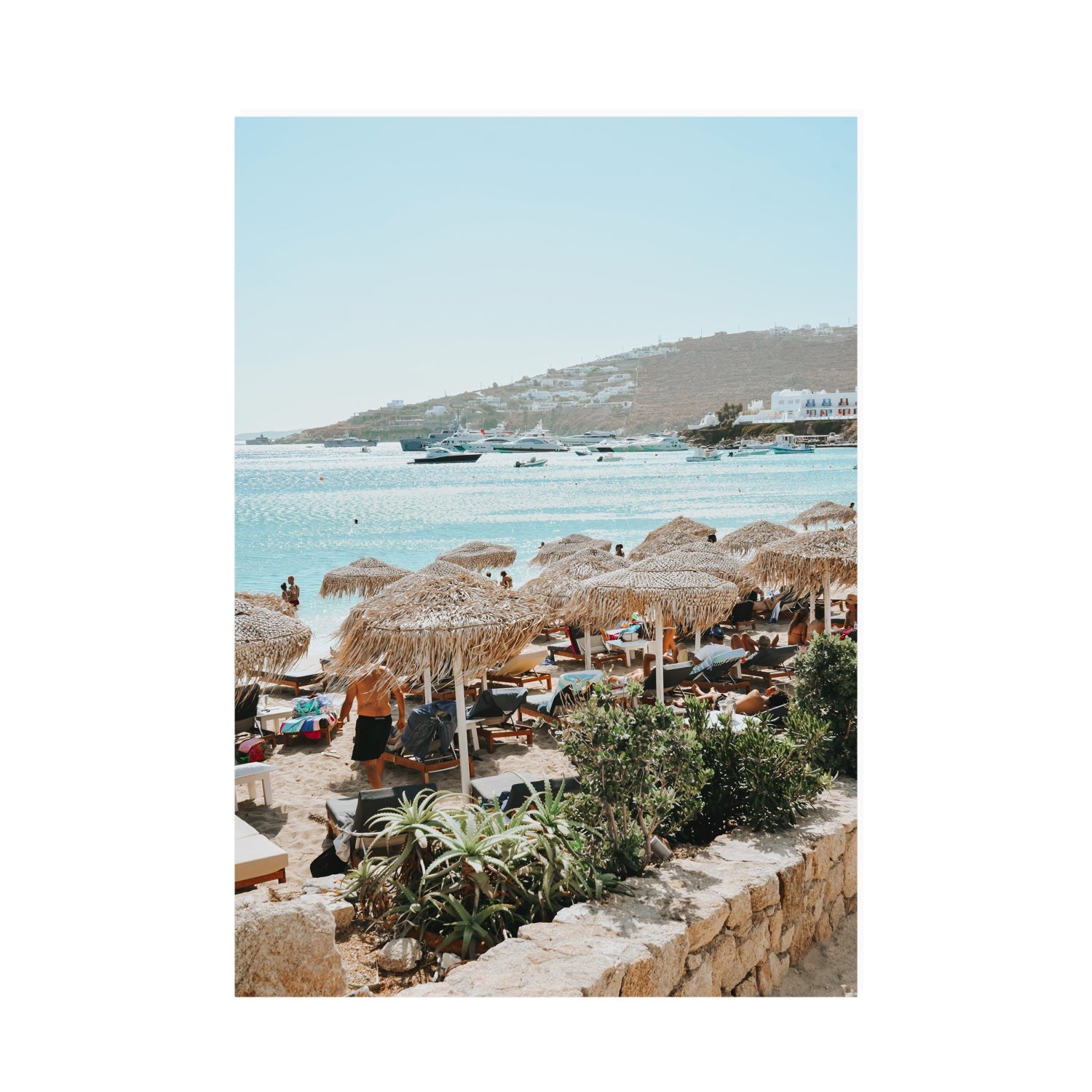 Beachside Huts Mykonos Greek island wall art A0 unframed fine art canvas