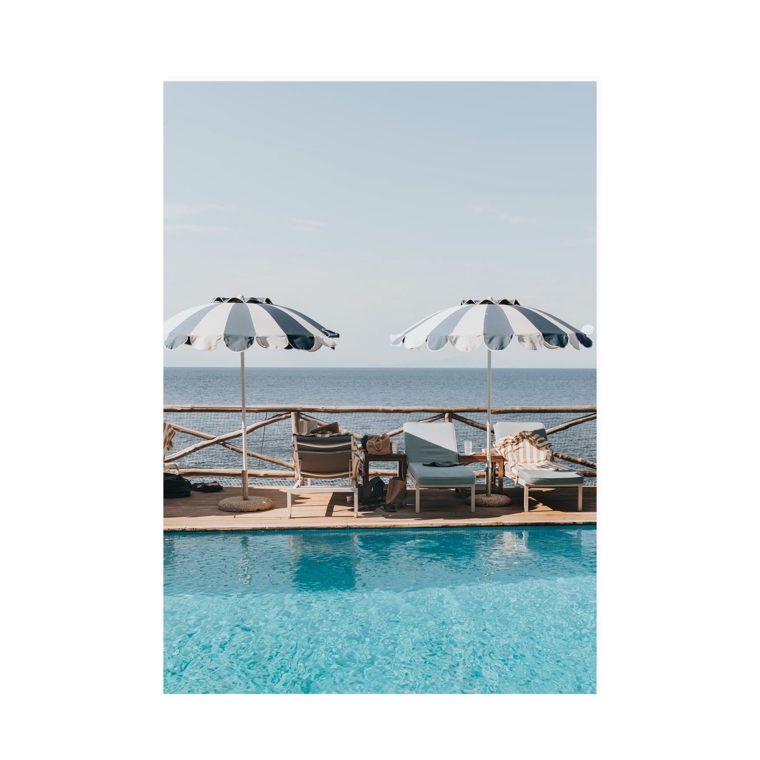 Beach Retreat fine art print, Ischia, Italy, european beach clubs artwork, A0 · 118.9 cm x 84.1 cm, Unframed, Fine Art Canvas