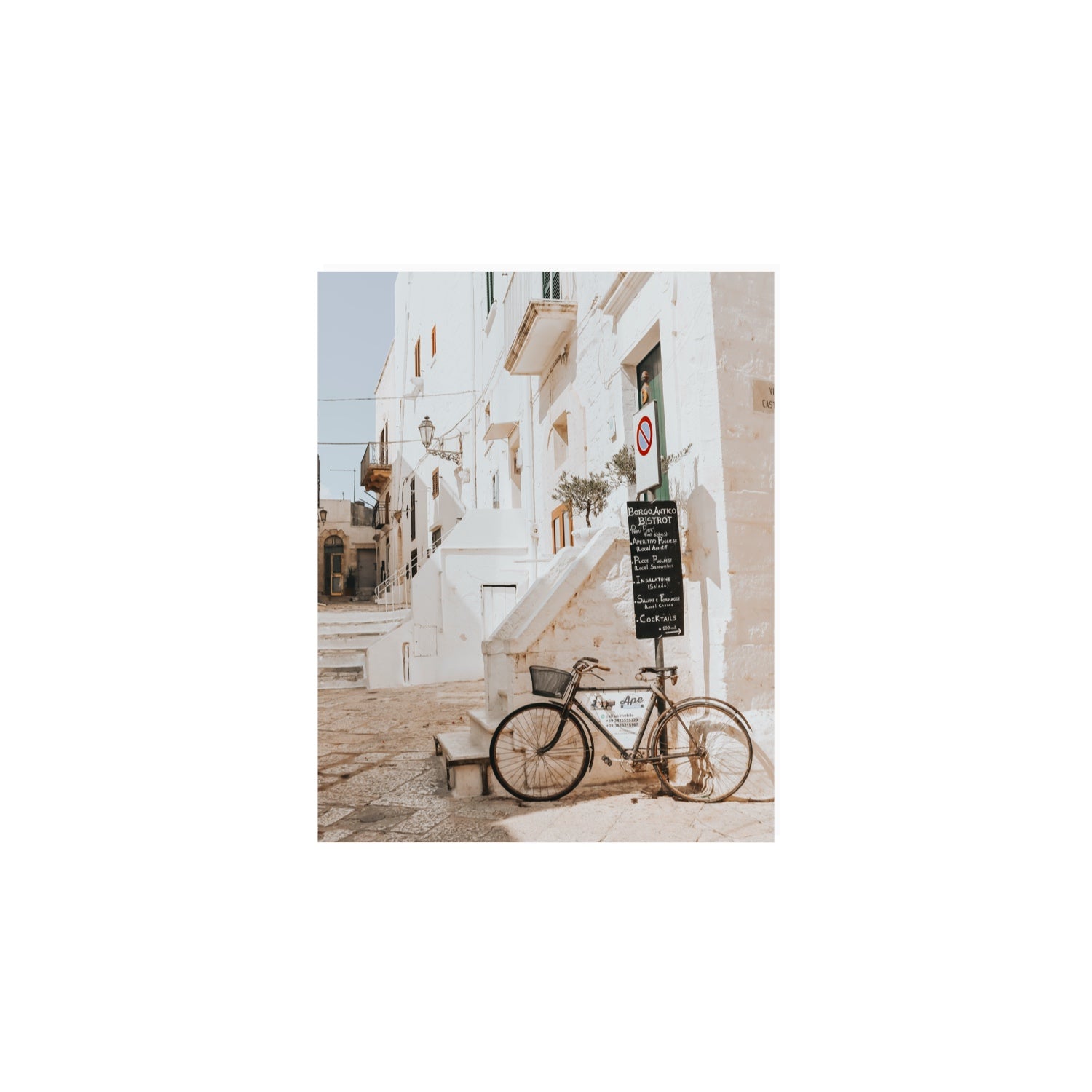 La Bicicletta Puglia Ostuni wall art 8 x 10 in unframed fine art canvas