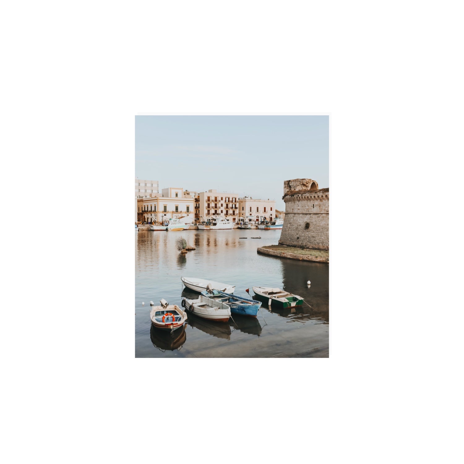 Gallipoli Harbour Puglia coastal wall art 8 x 10 in unframed fine art canvas