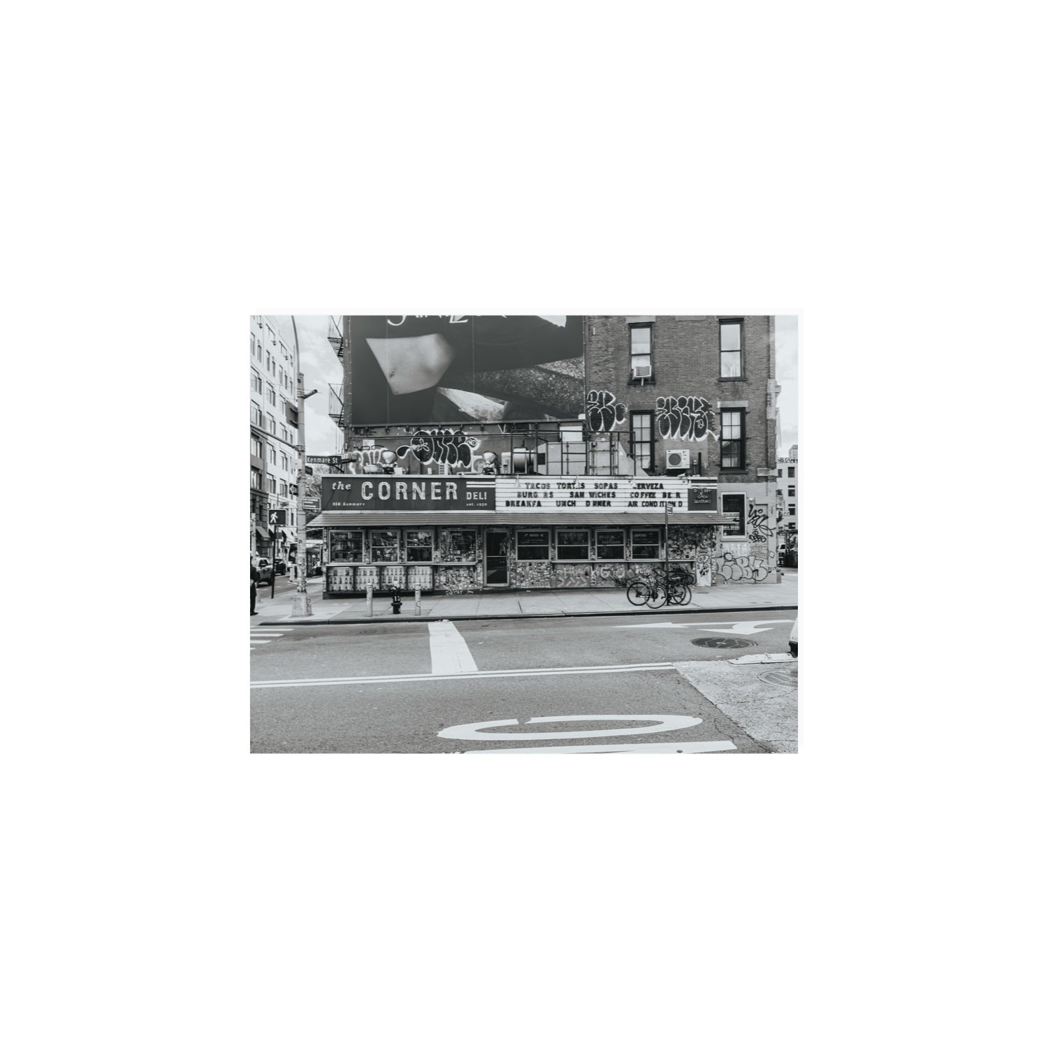 Kenmare Street New York NYC Black & White wall art 8 x 10 in unframed fine art canvas
