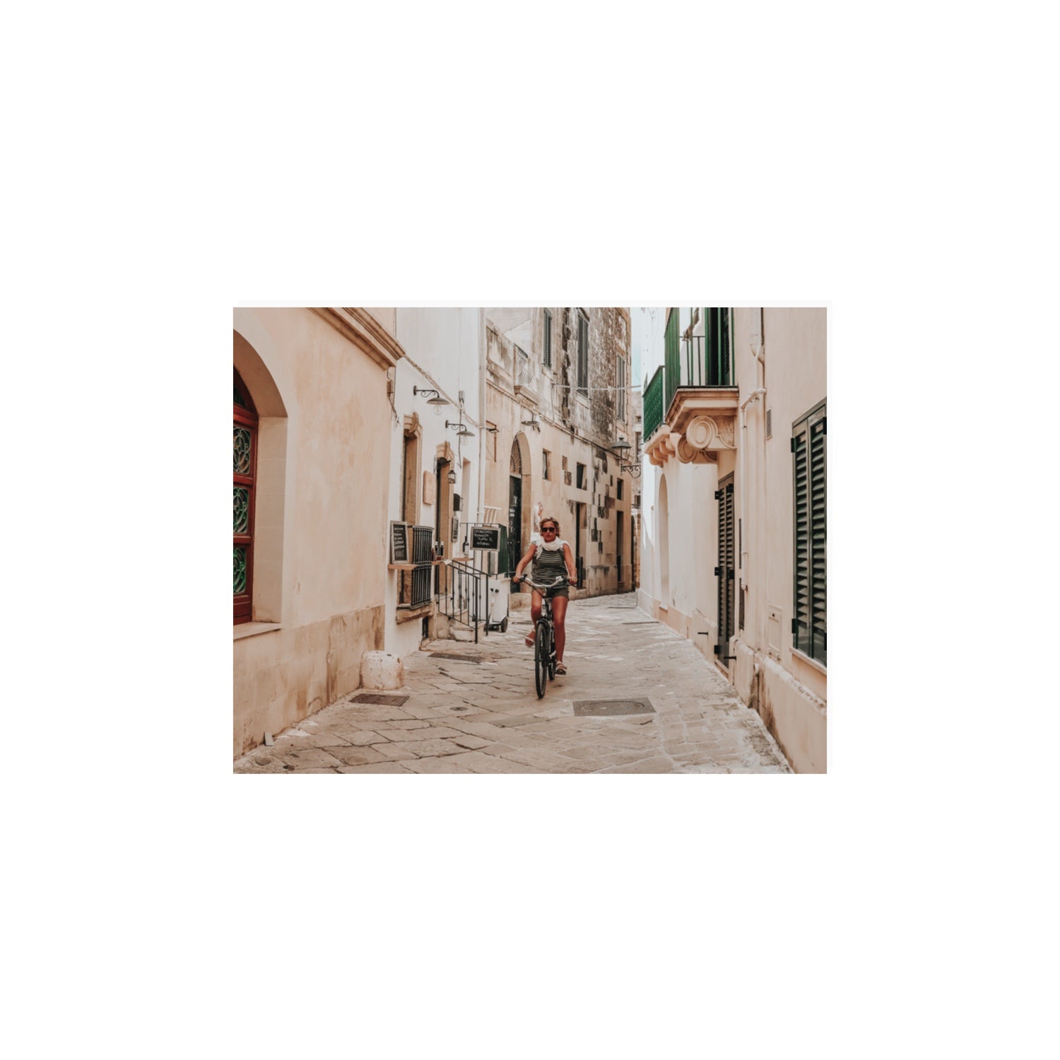 La Donna In Bicicletta Puglia Wall Italian fine art print 11 x 14 in unframed fine art canvas