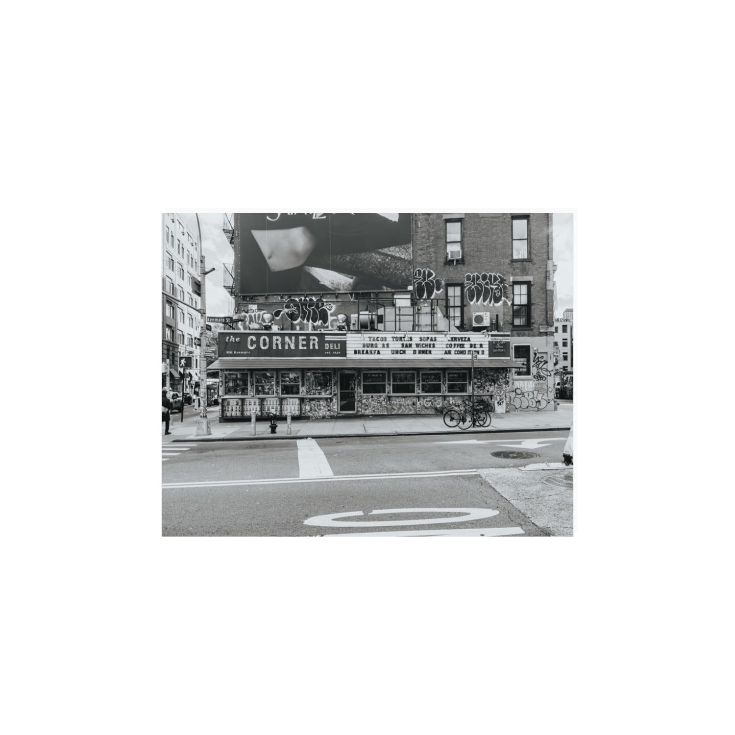 Kenmare Street New York NYC Black & White wall art 11 x 14 in unframed fine art canvas