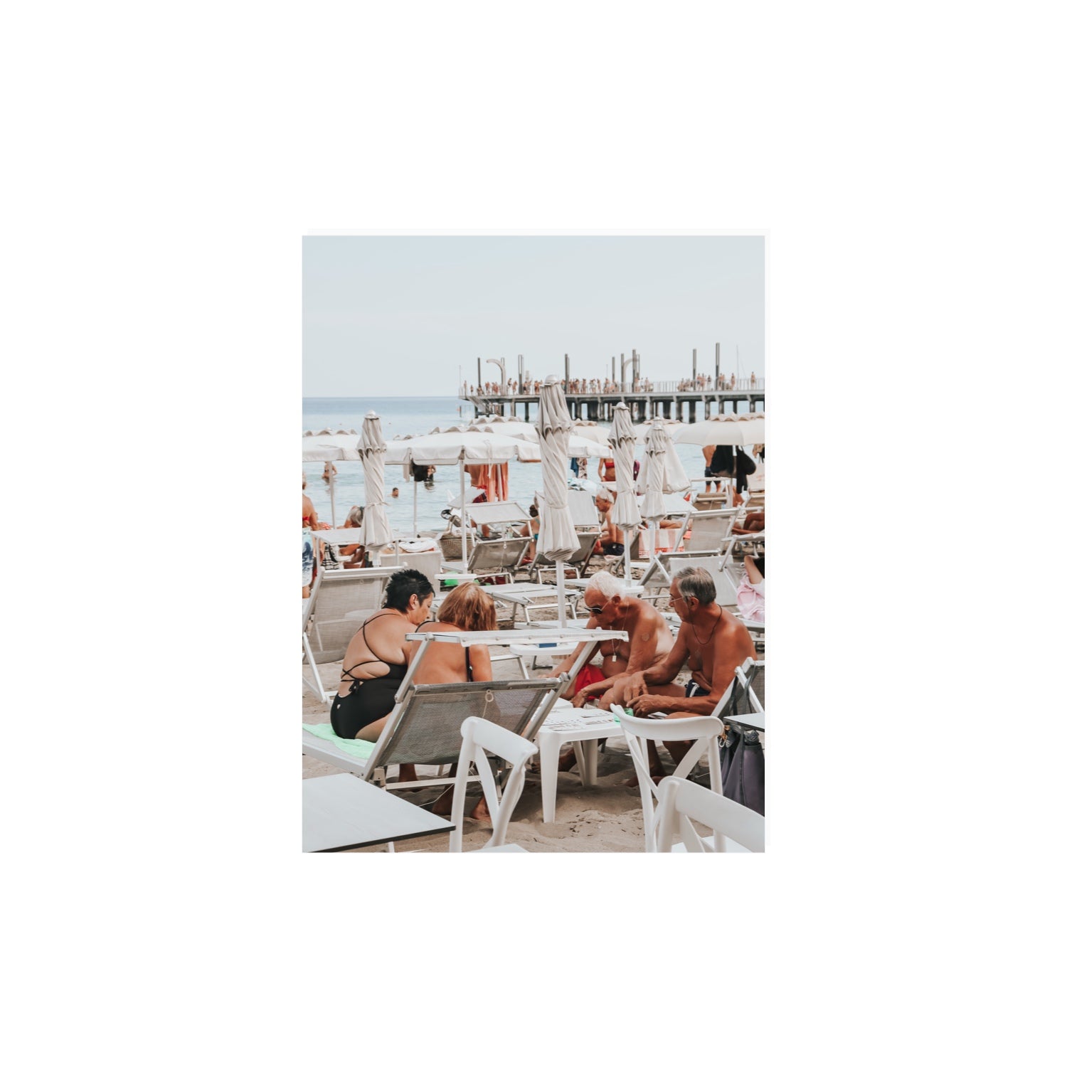 Salted Shuffle fine art print, Alassio, Italy, people and locals artwork, 12 x 16 in, Unframed, Fine Art Canvas