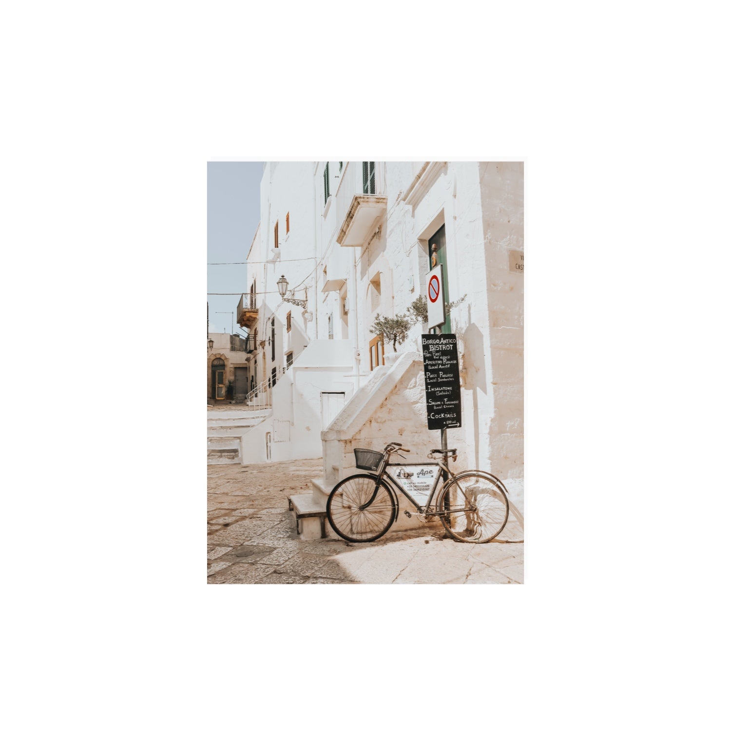 La Bicicletta Puglia Ostuni wall art 12 x 16 in unframed fine art canvas