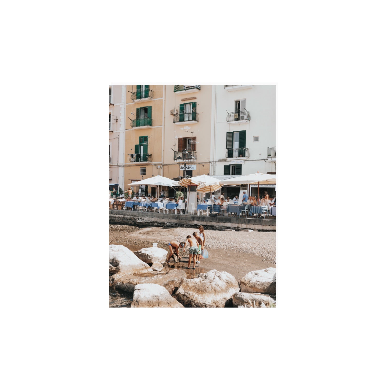 Sunny Playtime Sorrento coastal wall art 12 x 16 in unframed fine art canvas