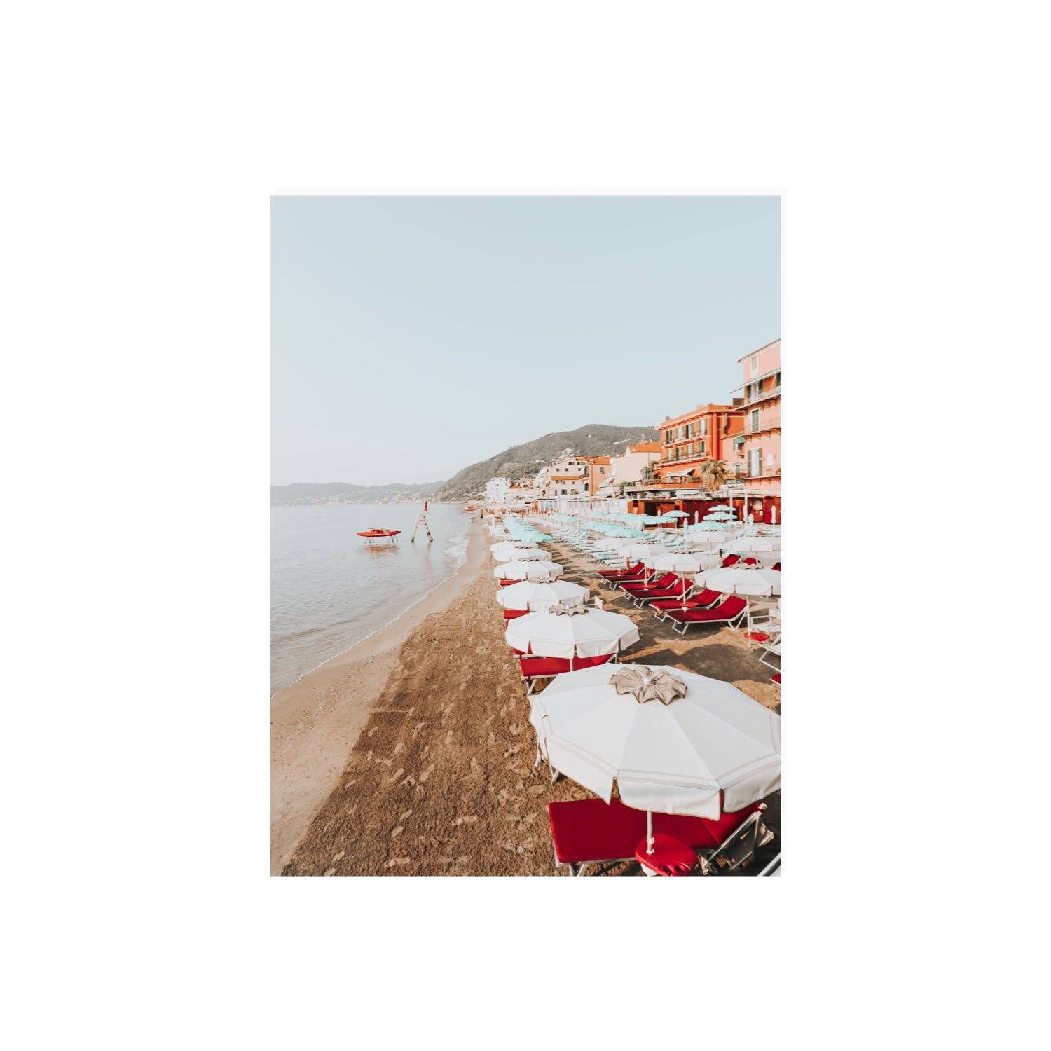 Italian Riviera fine art print, Alassio, Italy, coastal scenes artwork, 18 x 24 in, Unframed, Fine Art Canvas