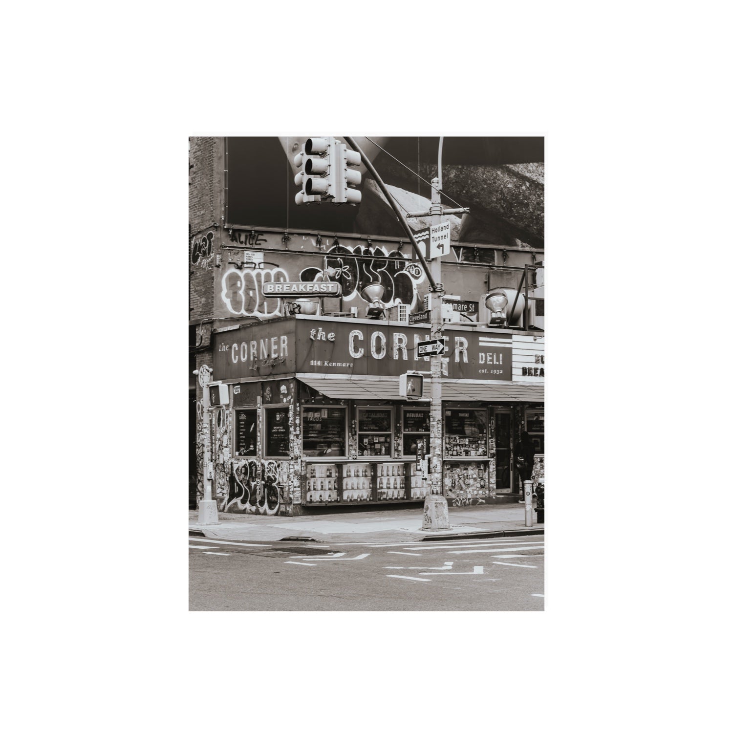 Soho Deli New York NYC Black & White wall art 18 x 24 in unframed fine art canvas