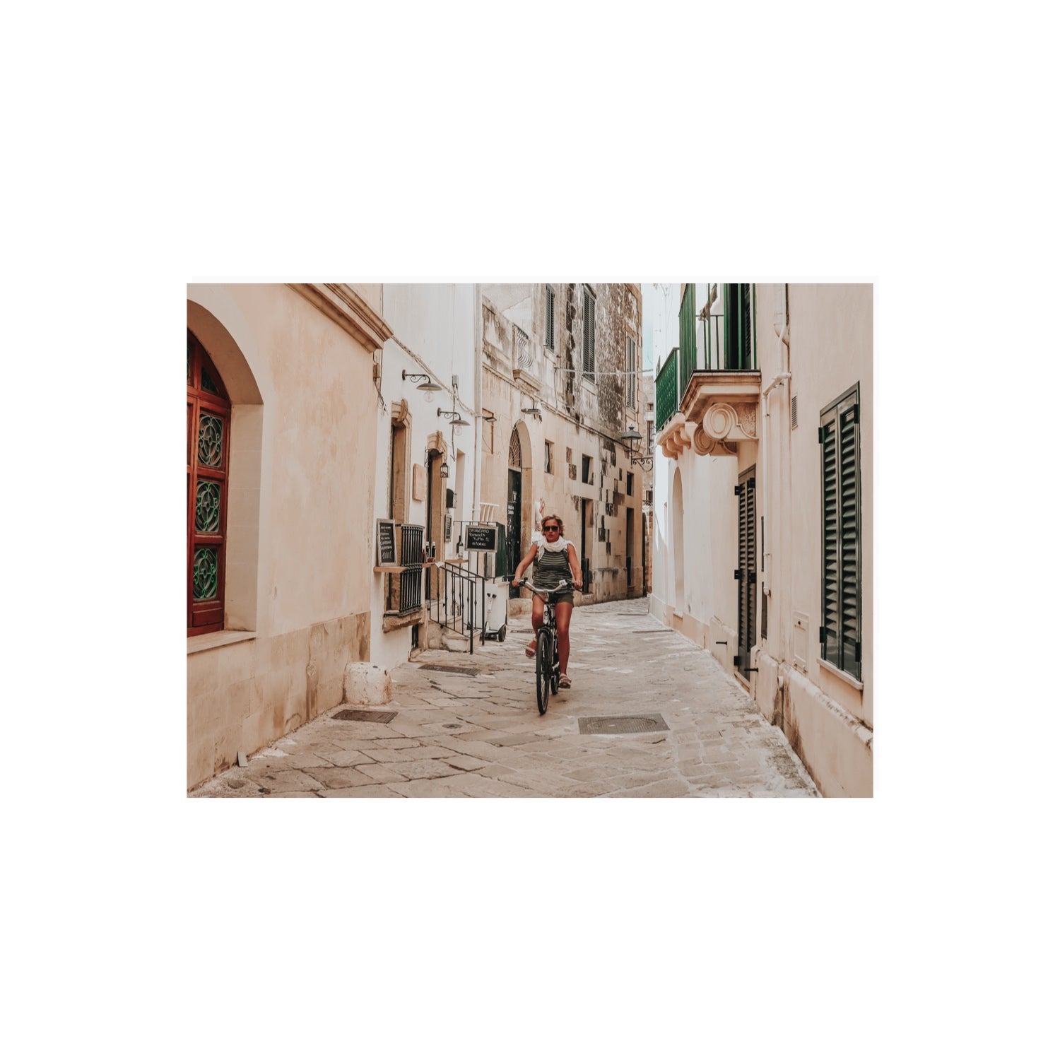 La Donna In Bicicletta Puglia Wall Italian fine art print 18 x 24 in unframed fine art canvas