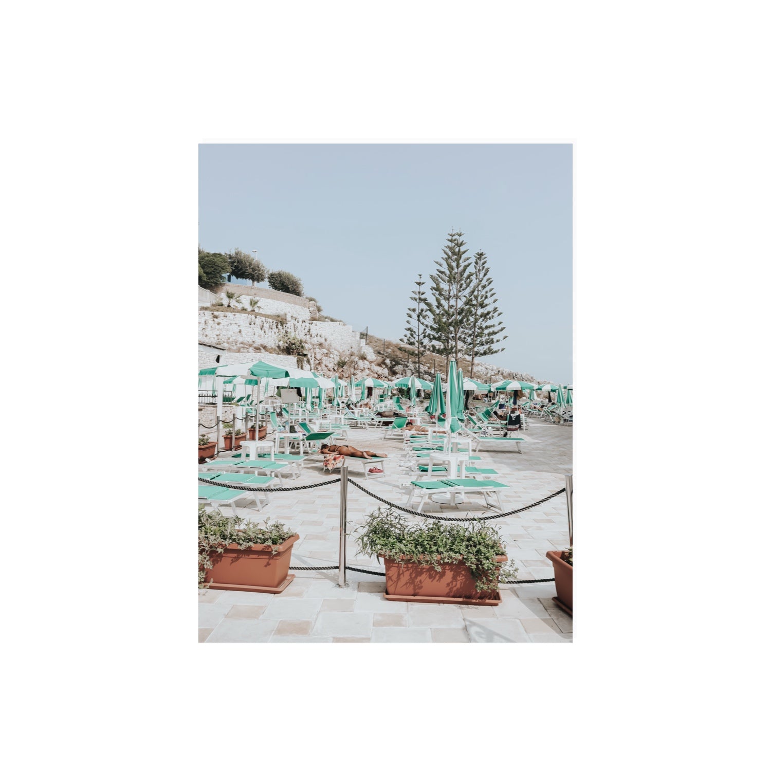 Siesta on The Terrace Puglia coastal wall art 18 x 24 in unframed fine art canvas