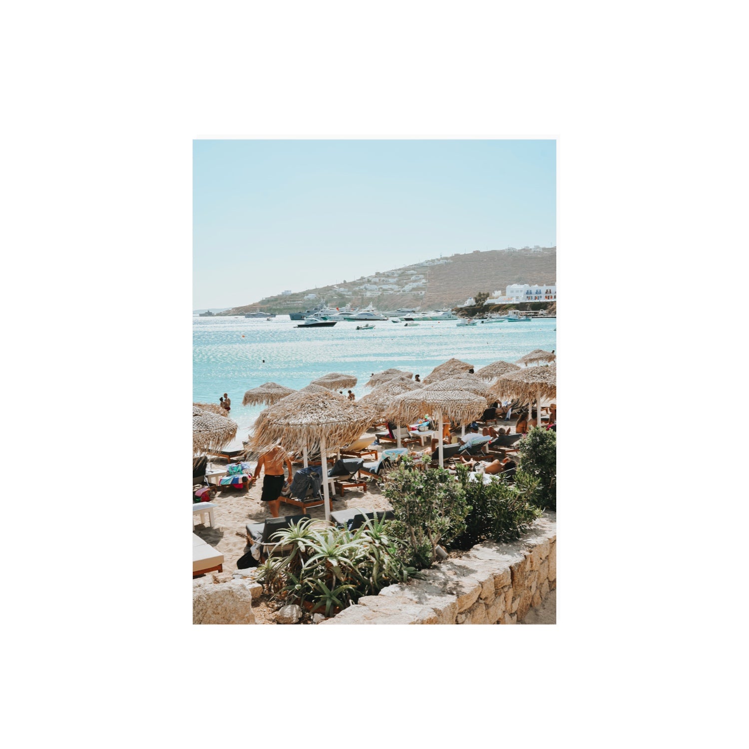 Beachside Huts Mykonos Greek island wall art 18 x 24 in unframed fine art canvas