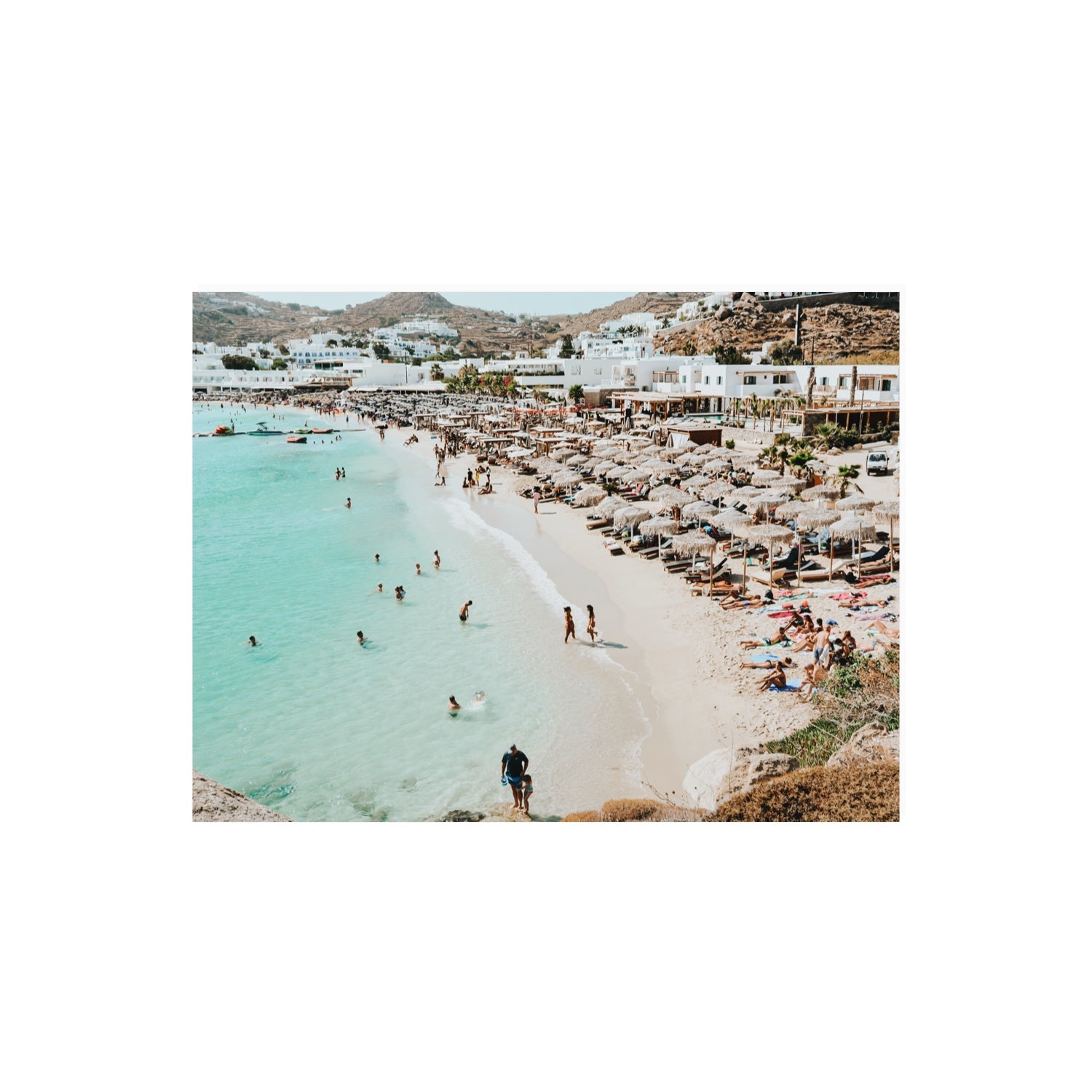 Aquaholic Mykonos Greek island wall art 18 x 24 in unframed fine art canvas