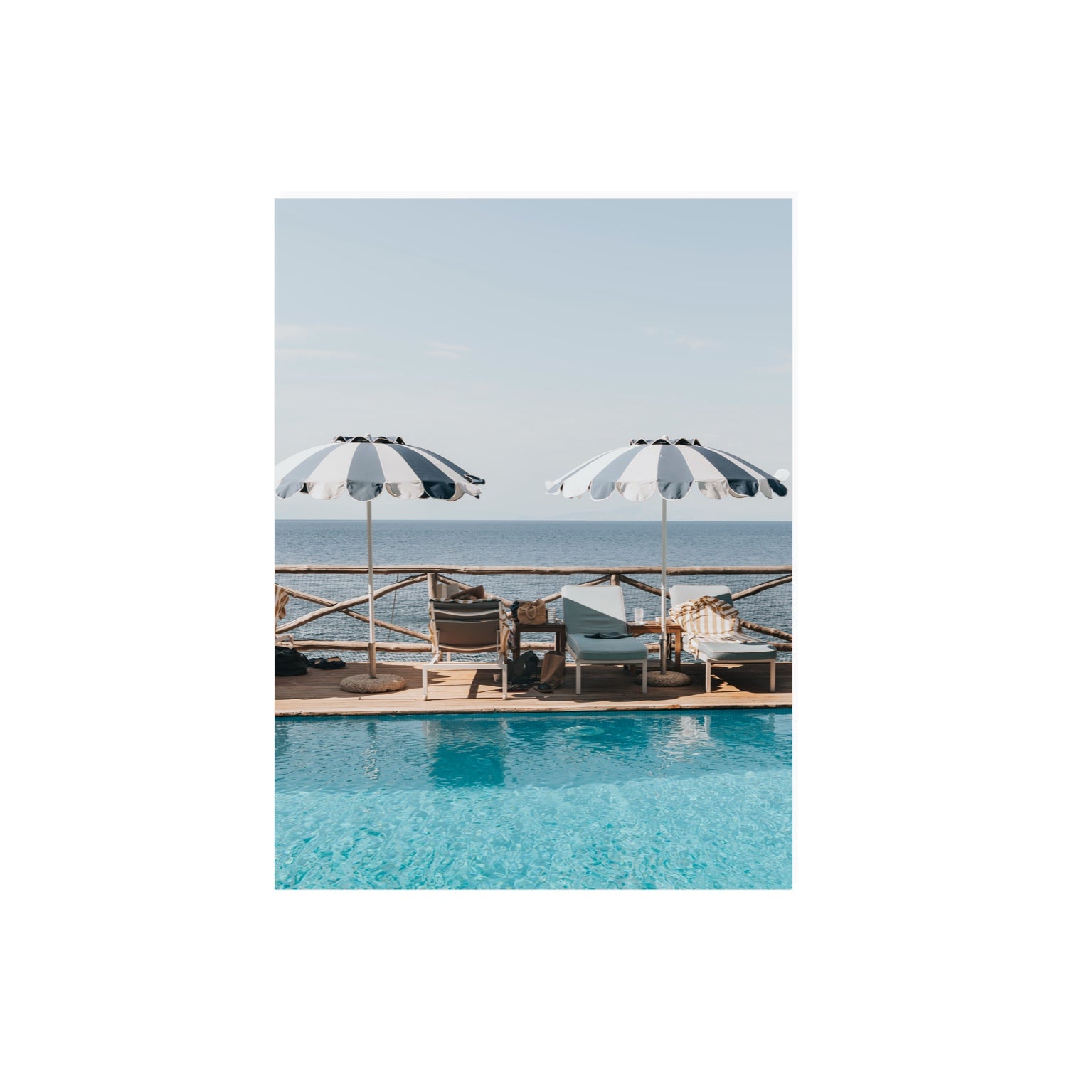 Beach Retreat fine art print, Ischia, Italy, european beach clubs artwork, 18 x 24 in, Unframed, Fine Art Canvas