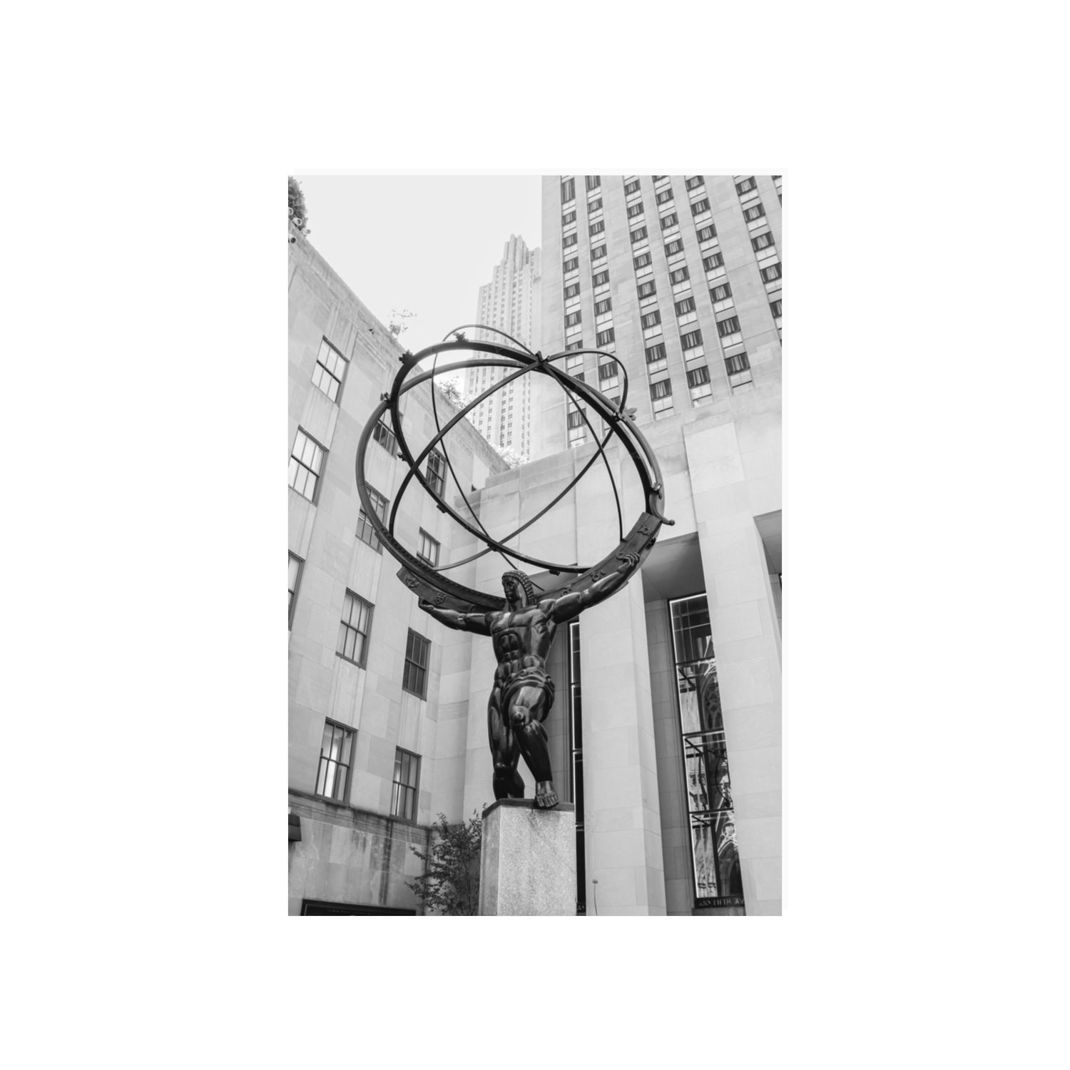 Atlas Ascends New York NYC Black & White wall art 20 x 30 in unframed fine art canvas