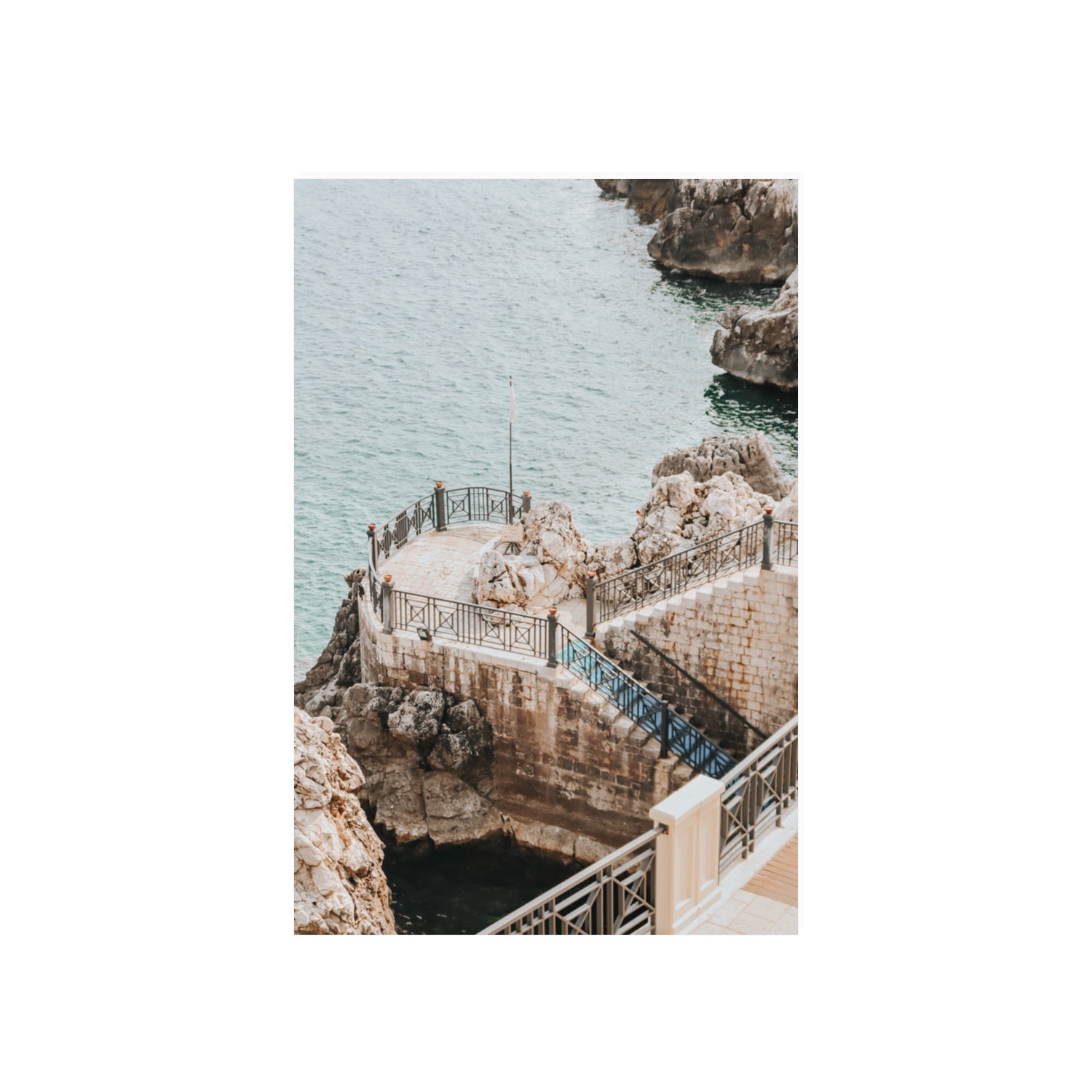 Tidal Staircase Puglia coastal Italian wall art 20 x 30 in unframed fine art canvas