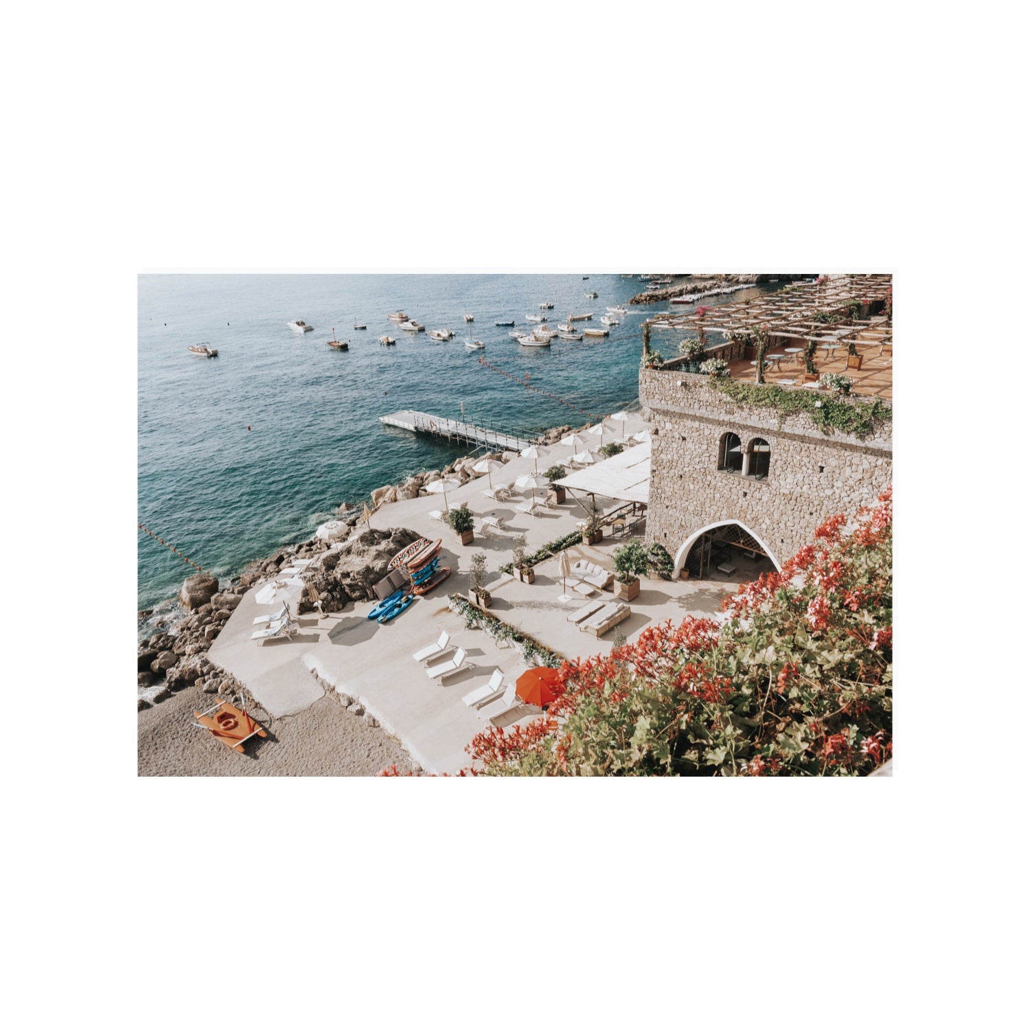 Floral Fortress fine art print, Amalfi, Italy, 24 x 36 in, Unframed, Fine Art Canvas