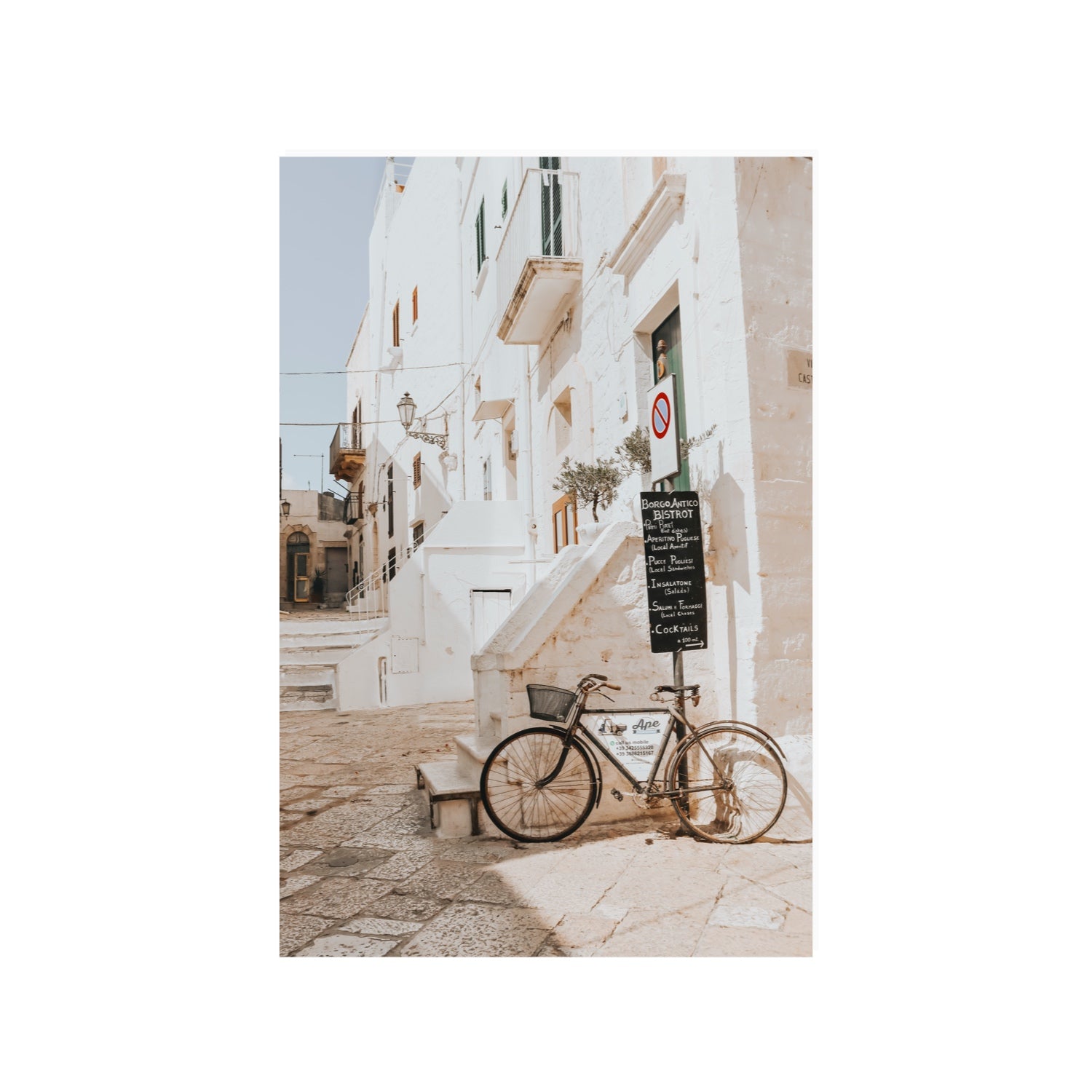 La Bicicletta Puglia Ostuni wall art 24 x 36 in unframed fine art canvas