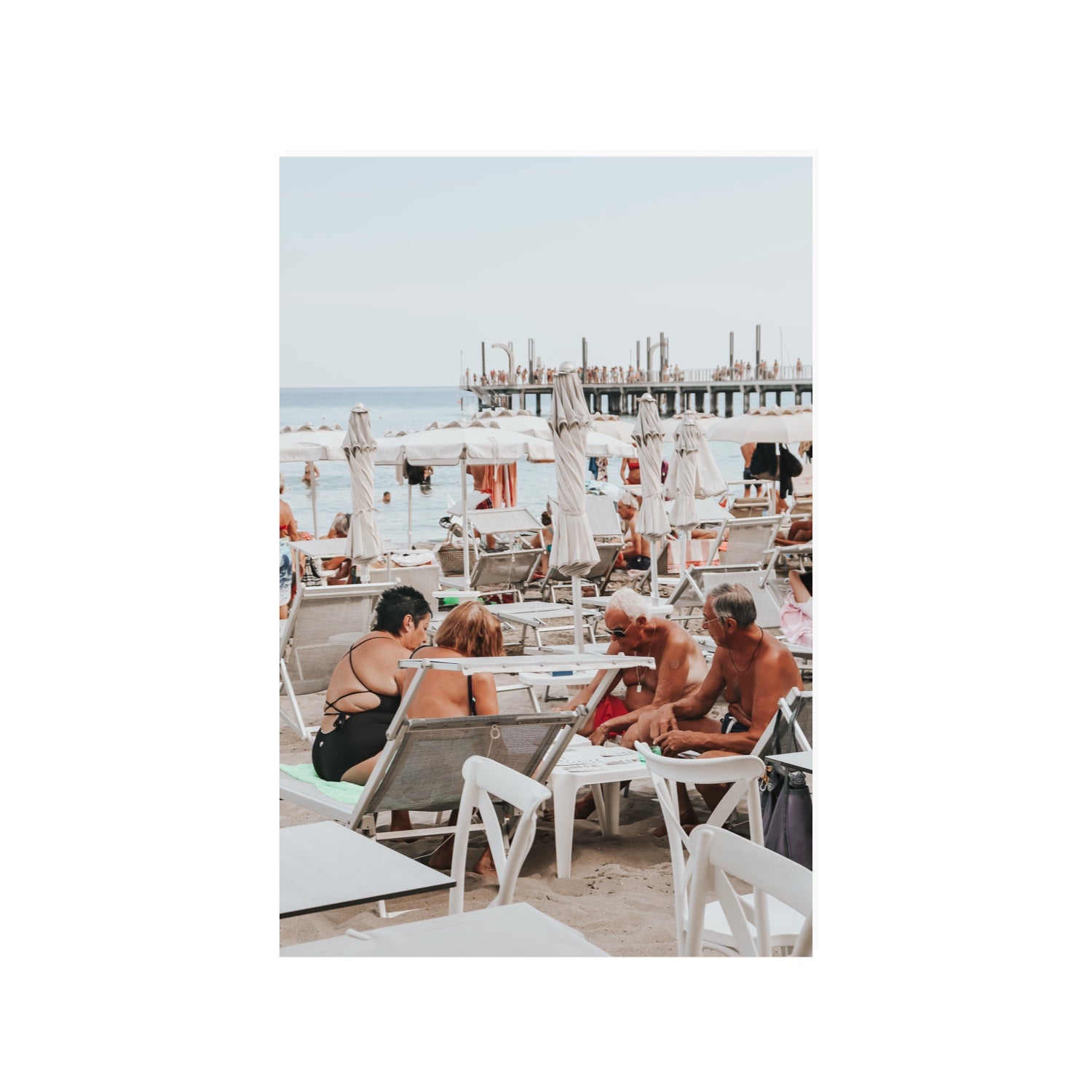 Salted Shuffle fine art print, Alassio, Italy, people and locals artwork, 24 x 36 in, Unframed, Fine Art Canvas