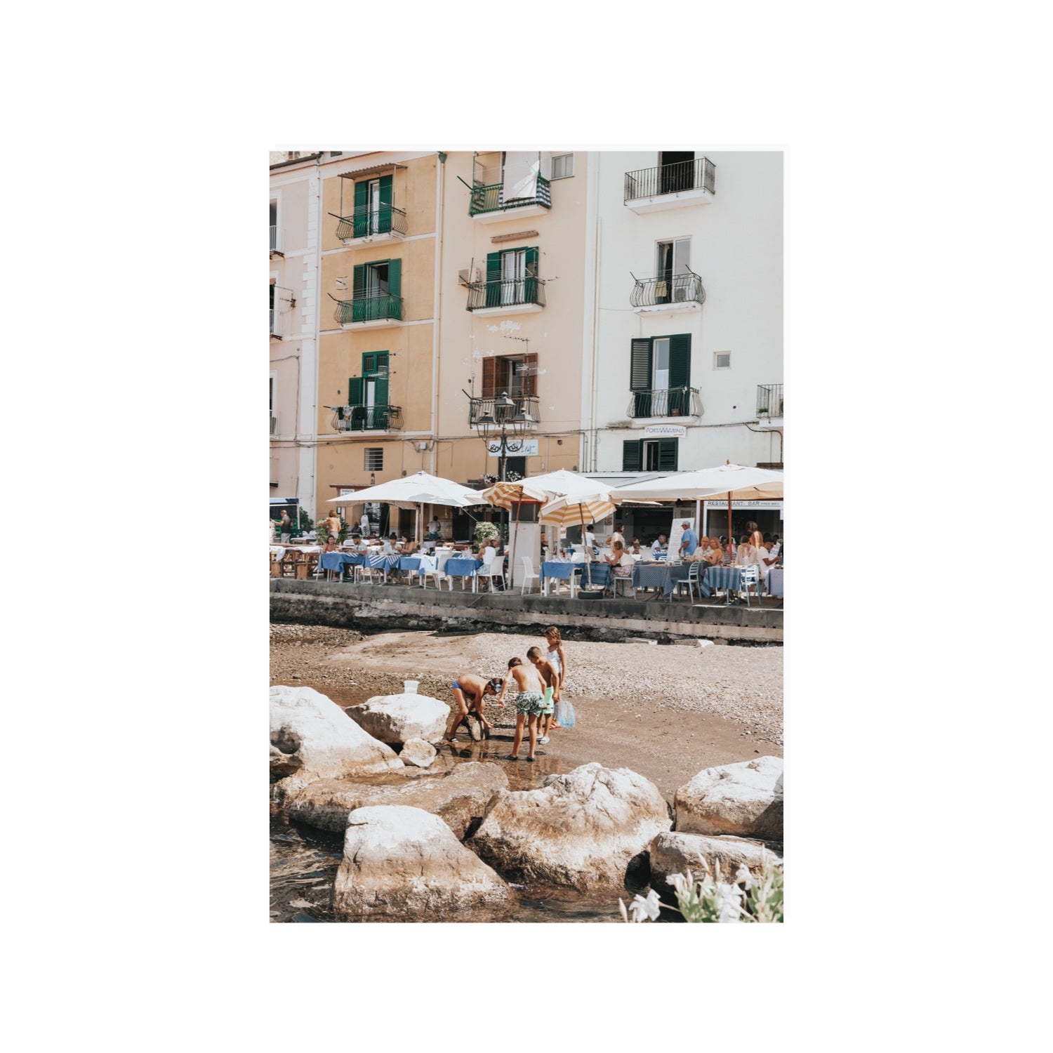 Sunny Playtime Sorrento coastal wall art 24 x 36 in unframed fine art canvas
