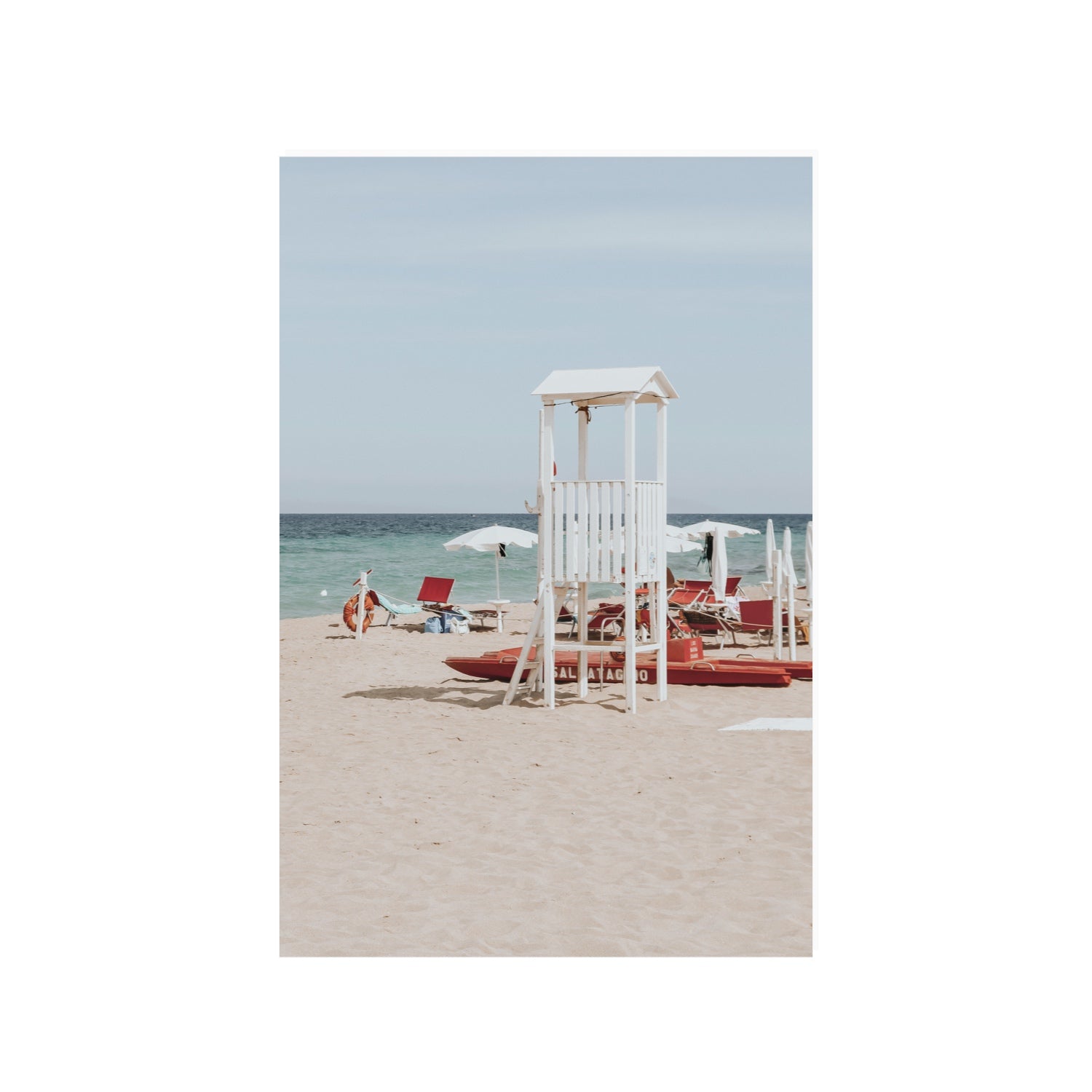 Barefoot Bliss Puglia beach Italian coastal decor wall art 24 x 36 in unframed fine art canvas