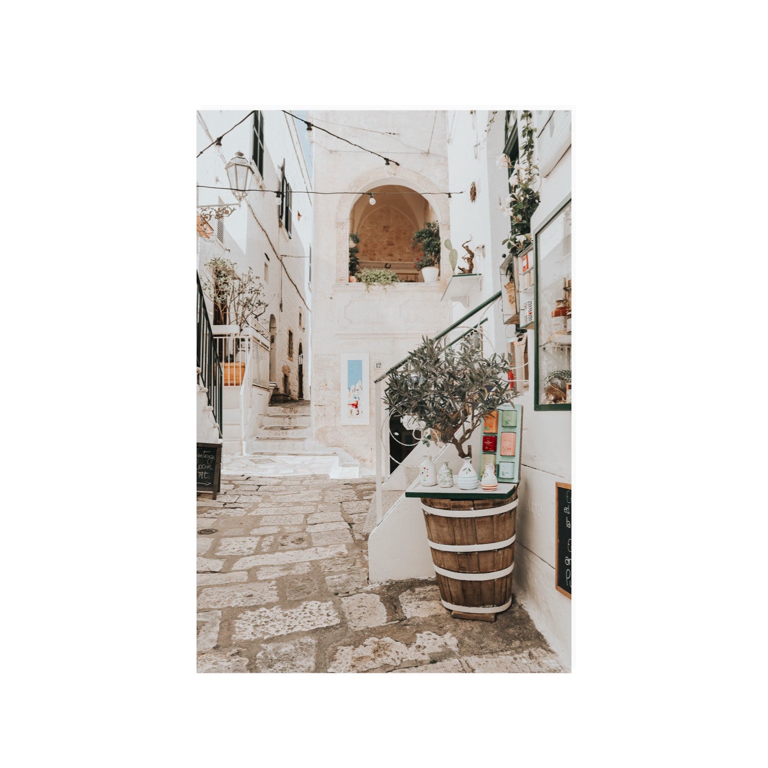 Olive Tree Lane Puglia Ostuni Mediterranean decor wall art 24 x 36 in unframed fine art canvas