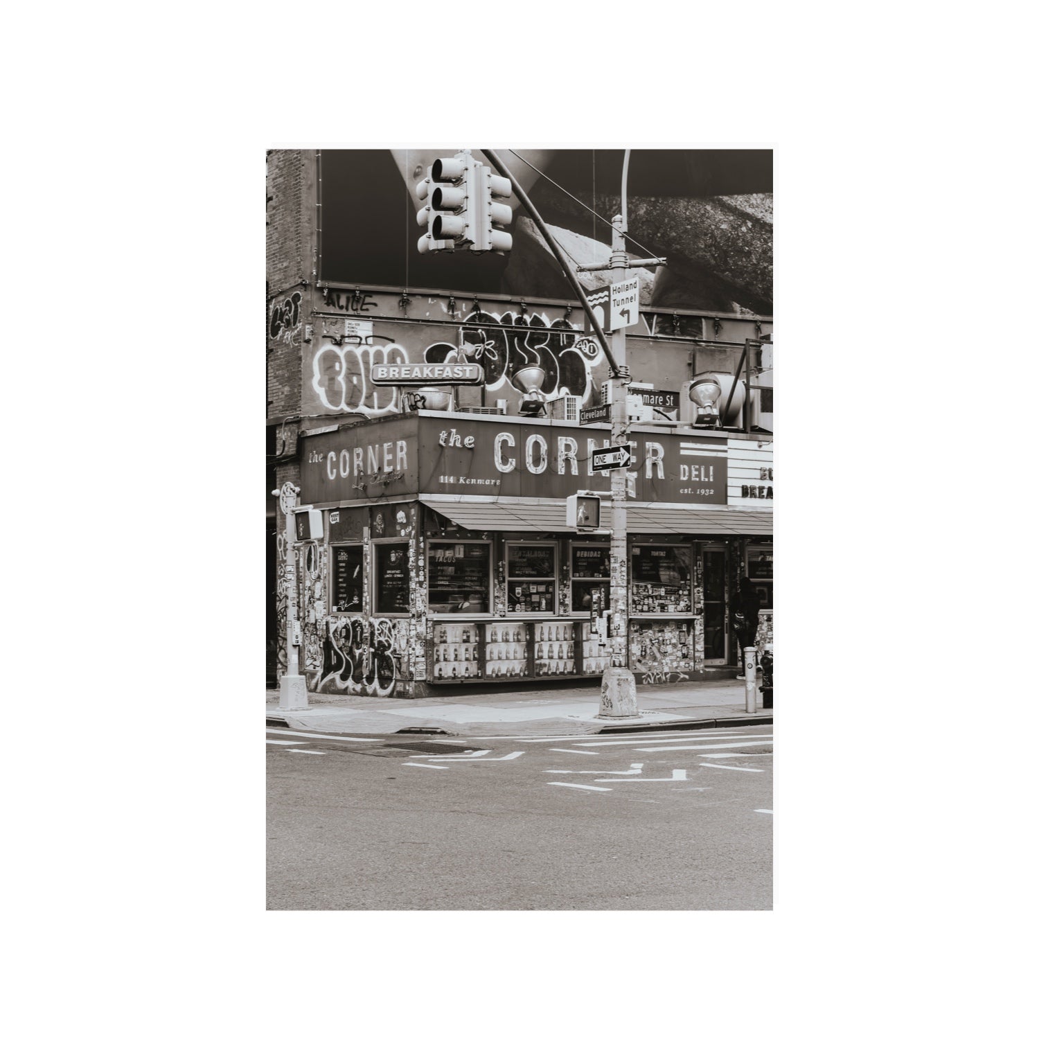 Soho Deli New York NYC Black & White wall art 24 x 36 in unframed fine art canvas