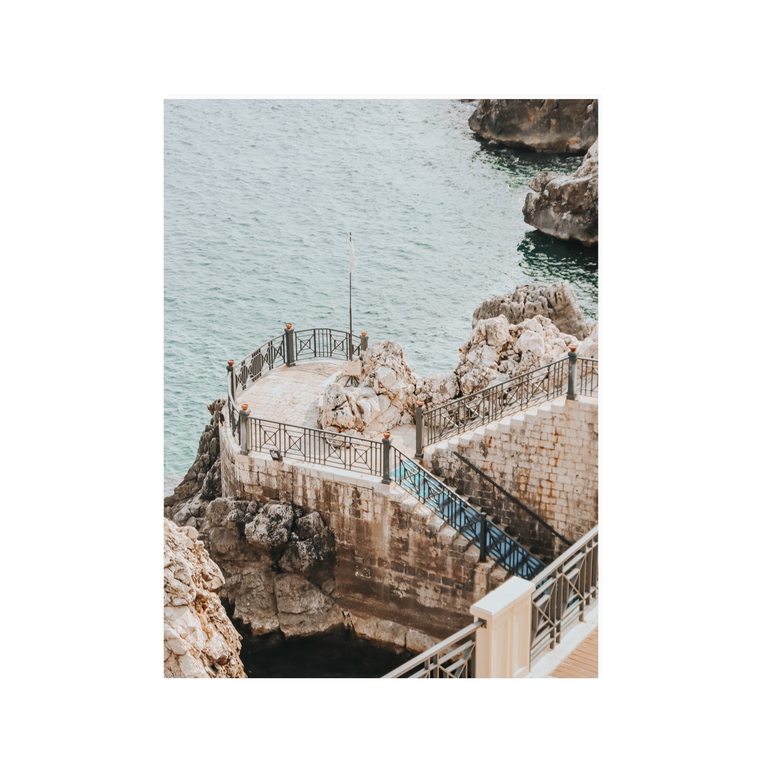 Tidal Staircase Puglia coastal Italian wall art 30 x 40 in unframed fine art canvas