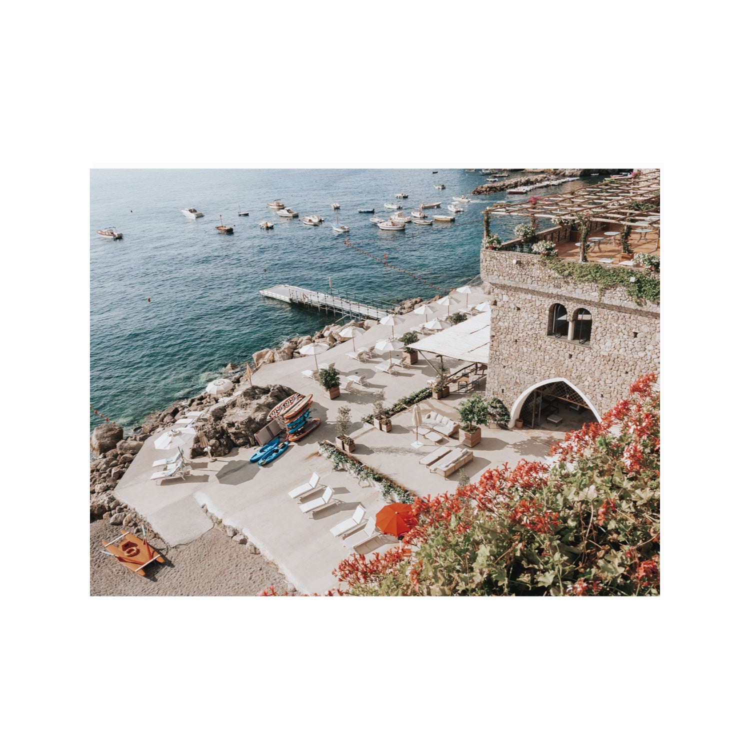 Floral Fortress fine art print, Amalfi, Italy, 30 x 40 in, Unframed, Fine Art Canvas