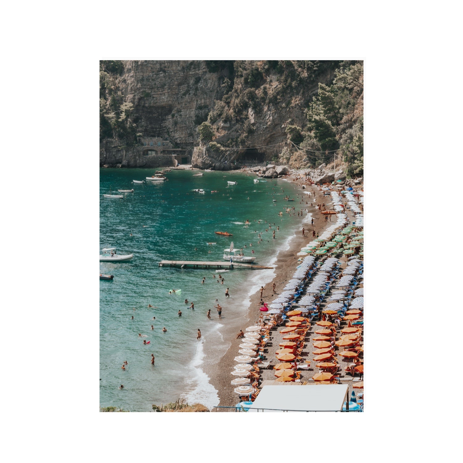 Parasol Panorama fine art print, Positano, Italy, 30 x 40 in, Unframed, Fine Art Canvas