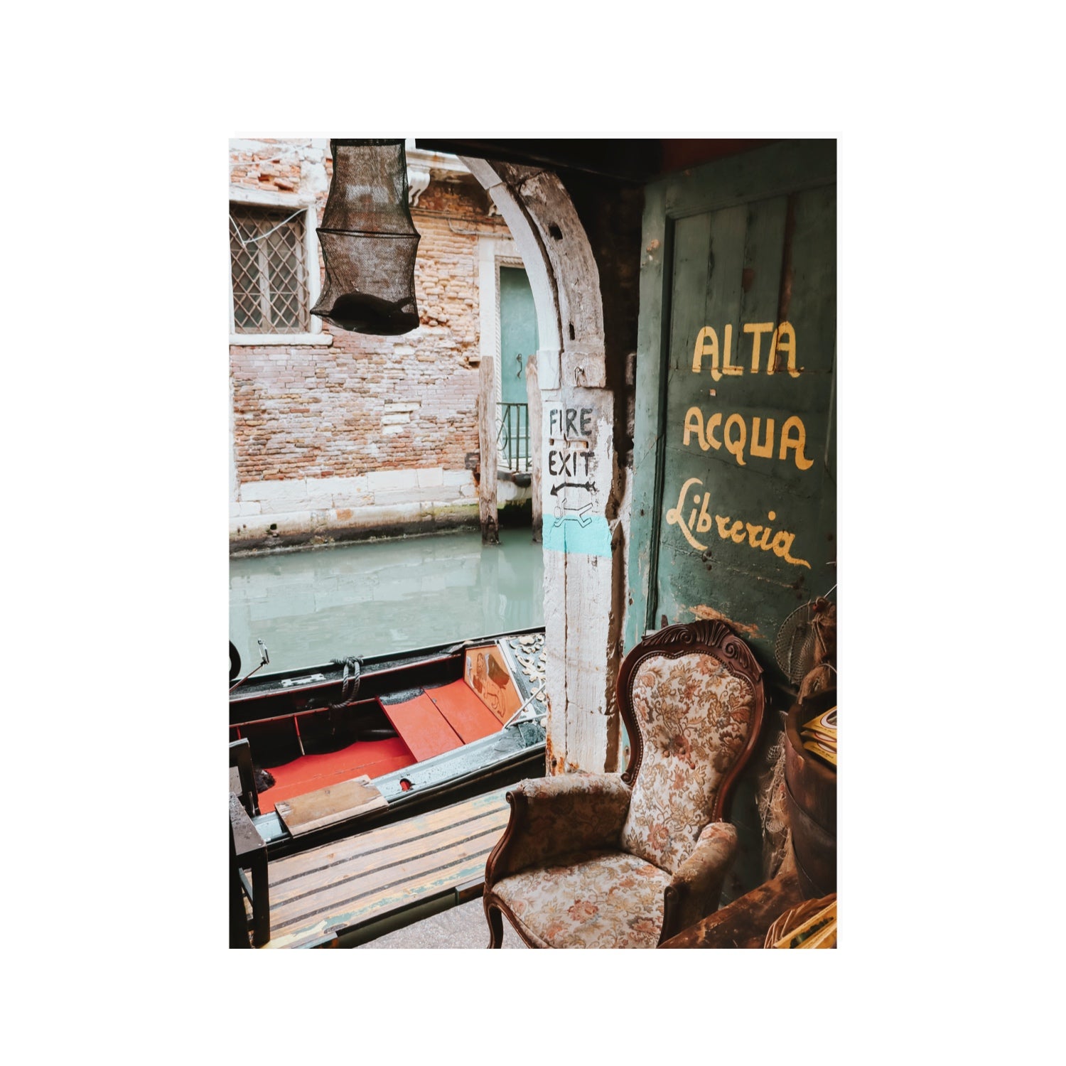 Alta Acqua Venice Bookstore wall art 30 x 40 in unframed fine art canvas