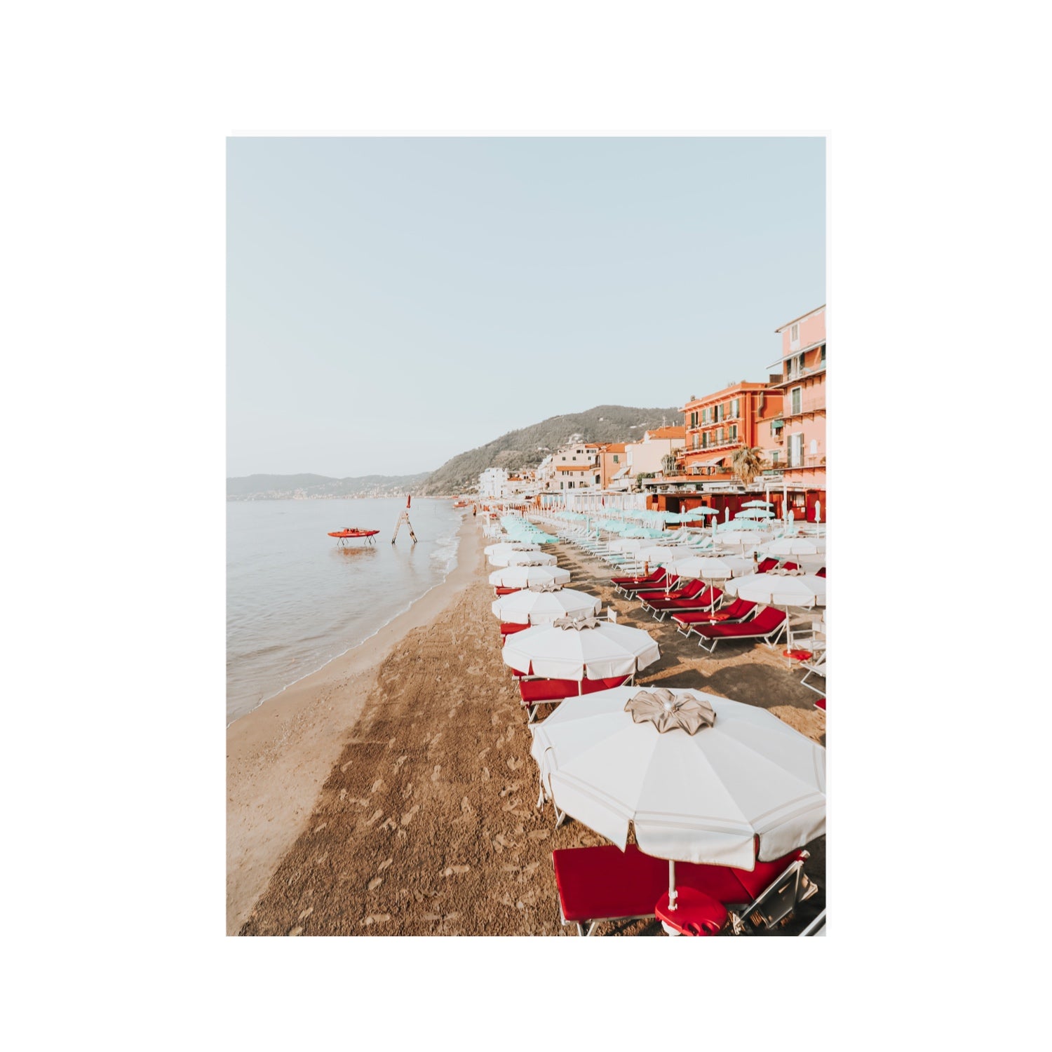 Italian Riviera fine art print, Alassio, Italy, coastal scenes artwork, 30 x 40 in, Unframed, Fine Art Canvas
