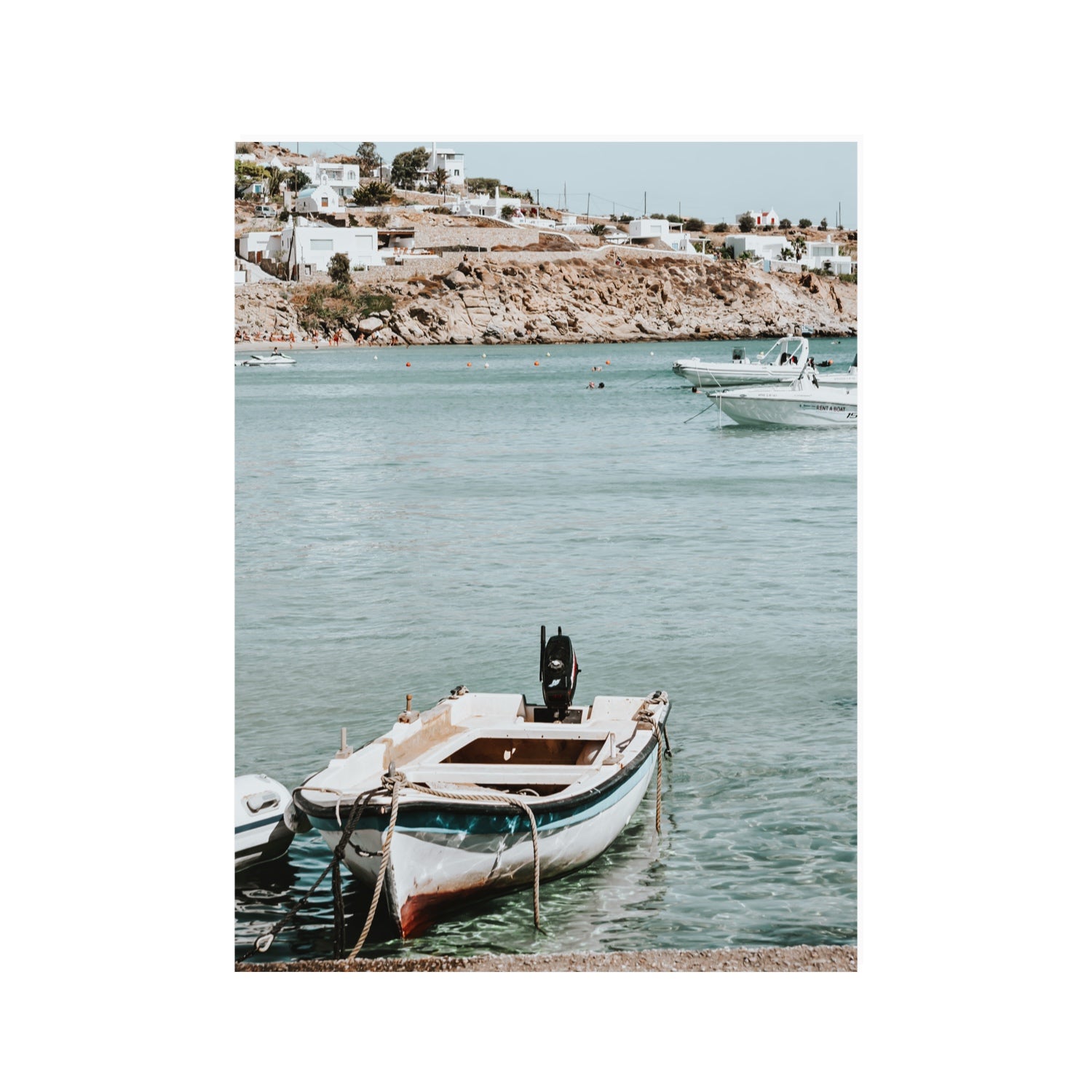 Classic Wheels Mykonos Greek island wall art 30 x 40 in unframed fine art canvas
