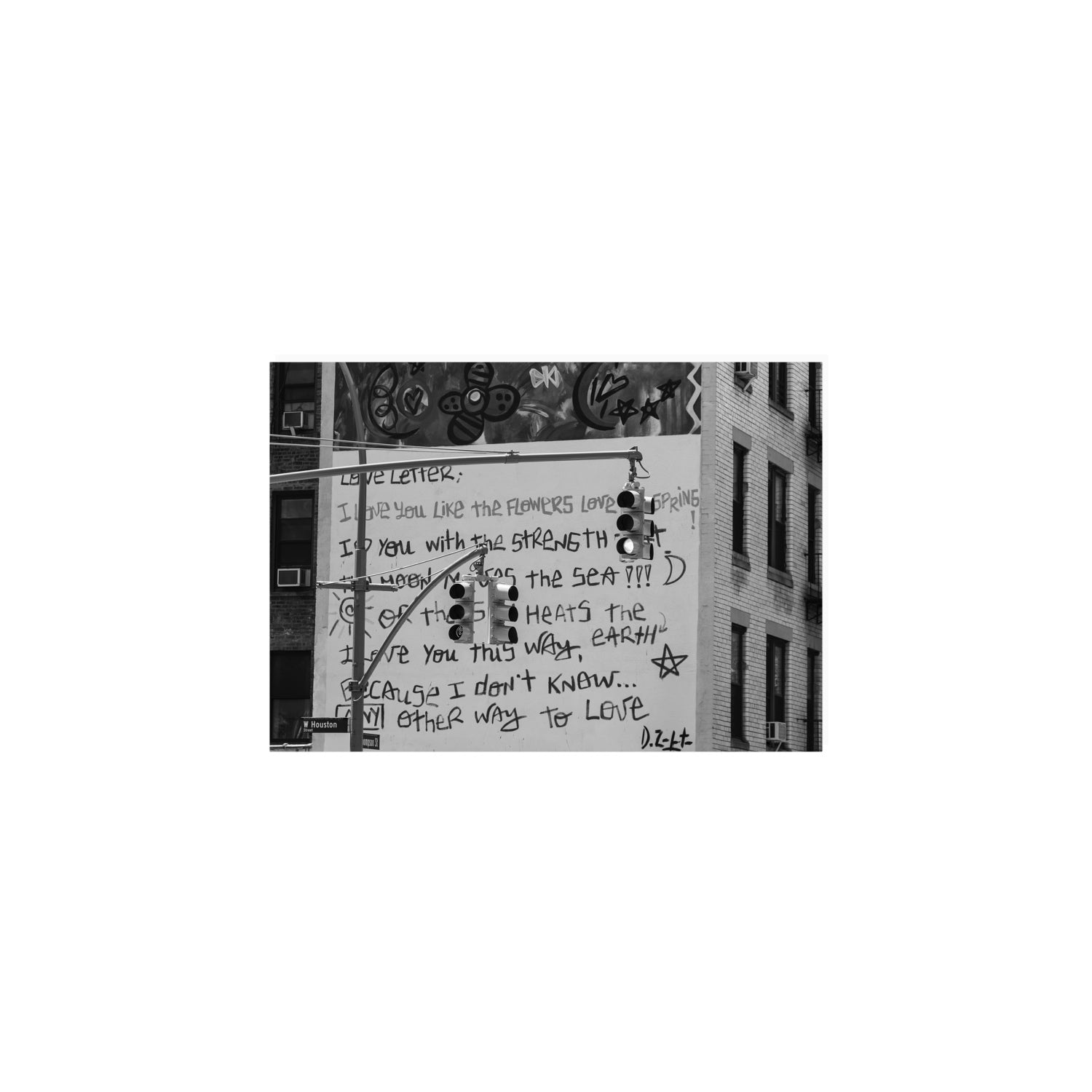 Love Letter New York NYC Black & White wall art A5, 21 x 14.8 cm unframed fine art print