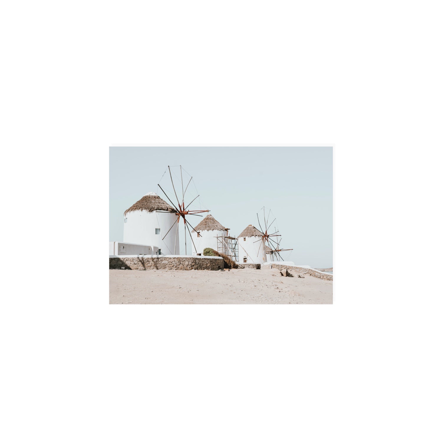 Rustic Icons Mykonos Greek island wall art A5, 21 x 14.8 cm unframed fine art print