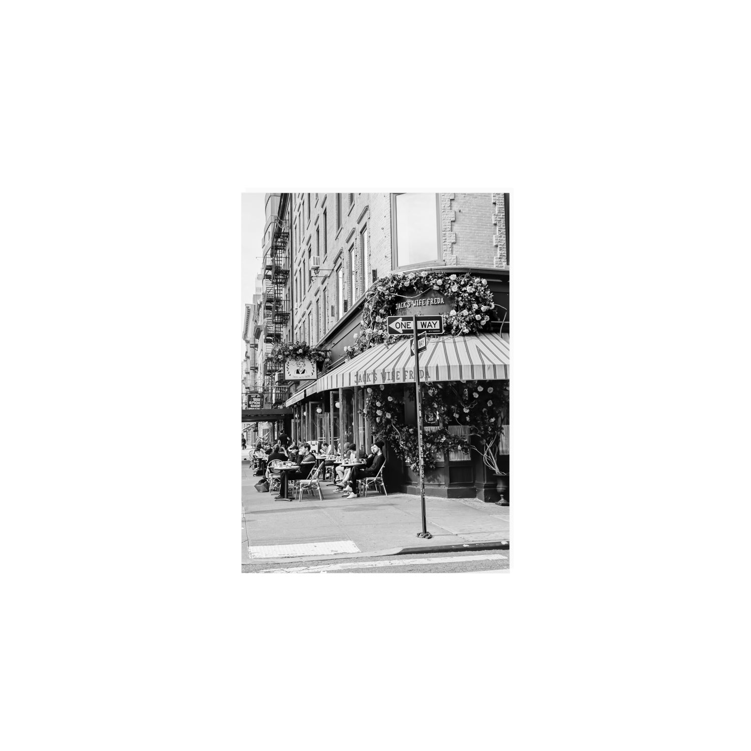 Freda's Feast New York NYC Black & White wall art A5, 21 x 14.8 cm unframed fine art print